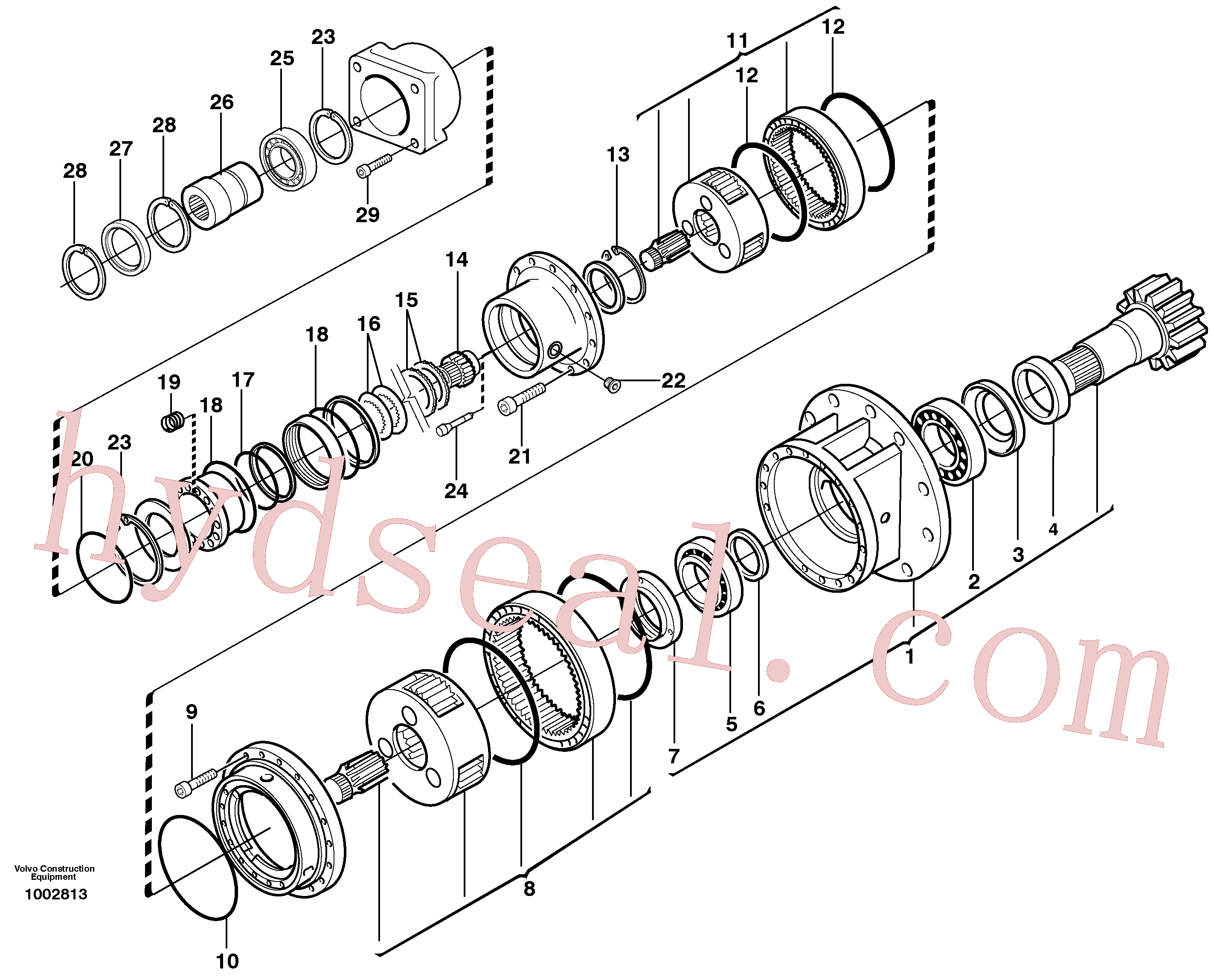VOE11708712 for Volvo Rebuild kit, Swing gearbox(1002813 assembly)