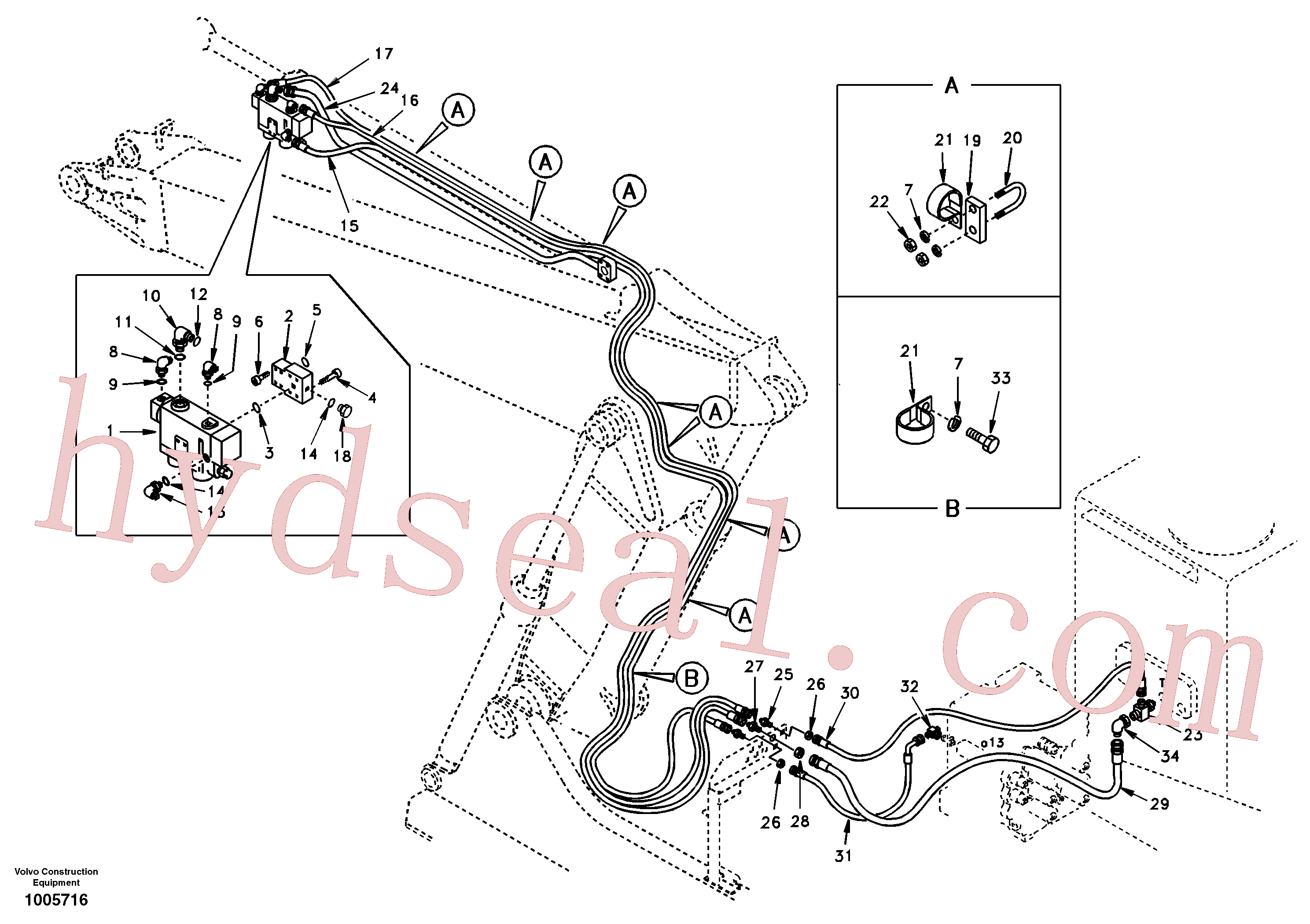 VOE14505579 for Volvo Working hydraulic, dipper arm rupture and adjustable boom(1005716 assembly)