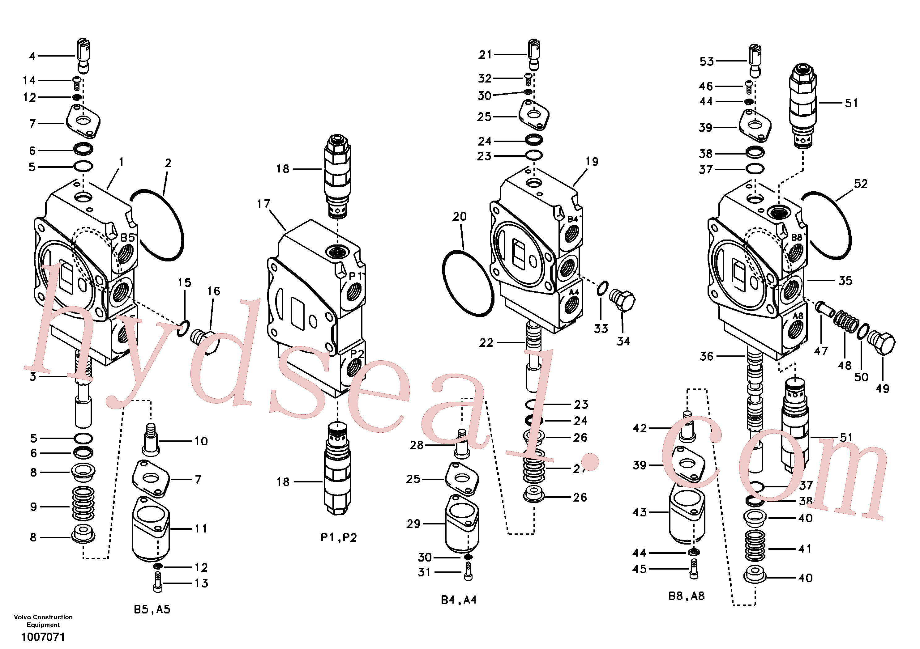 SA7252-01073 for Volvo Main control valve, travel Lh and mid inlet and travel Rh(1007071 assembly)