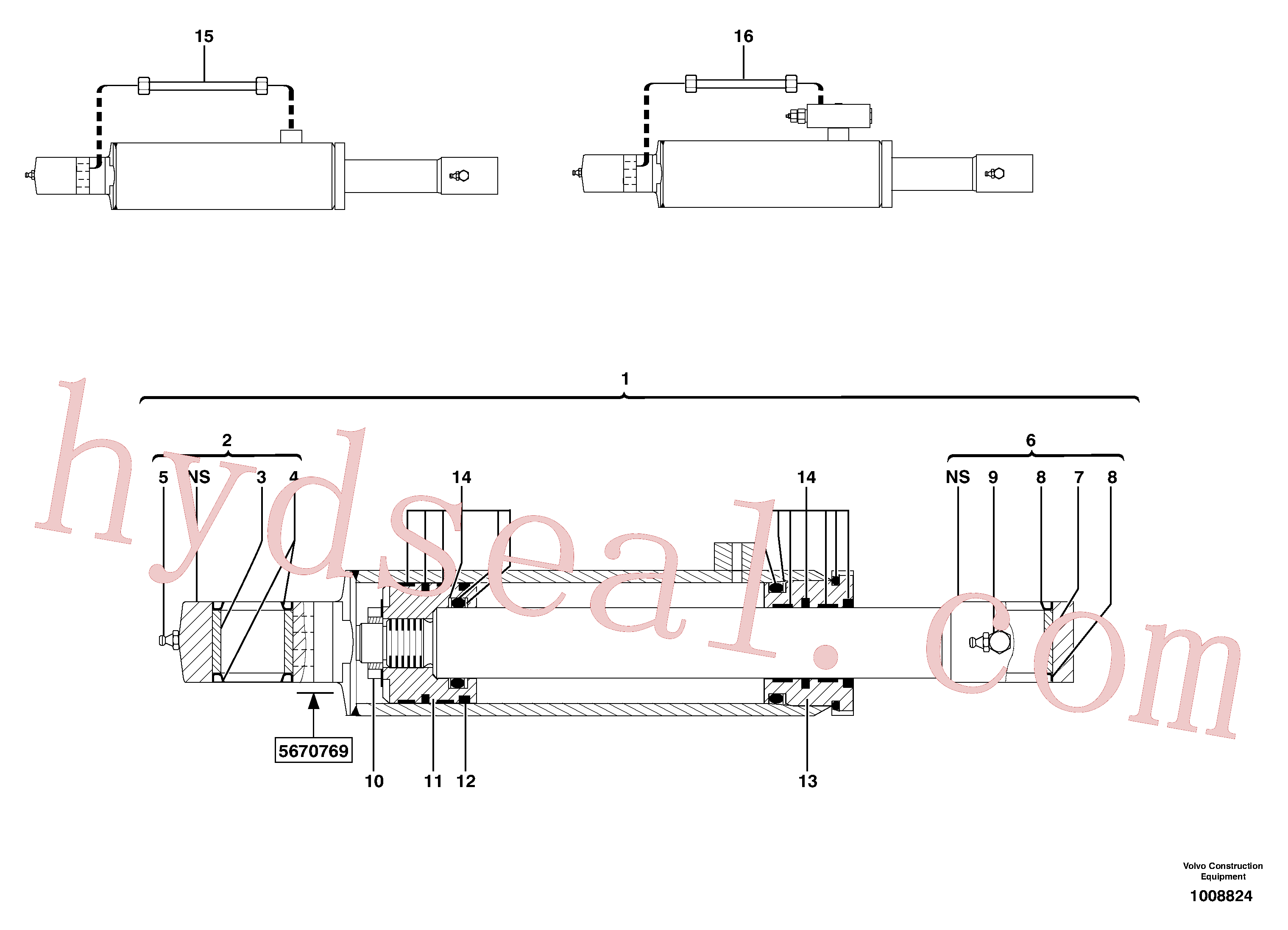 PJ3870258 for Volvo Dipper arm cylinder(1008824 assembly)