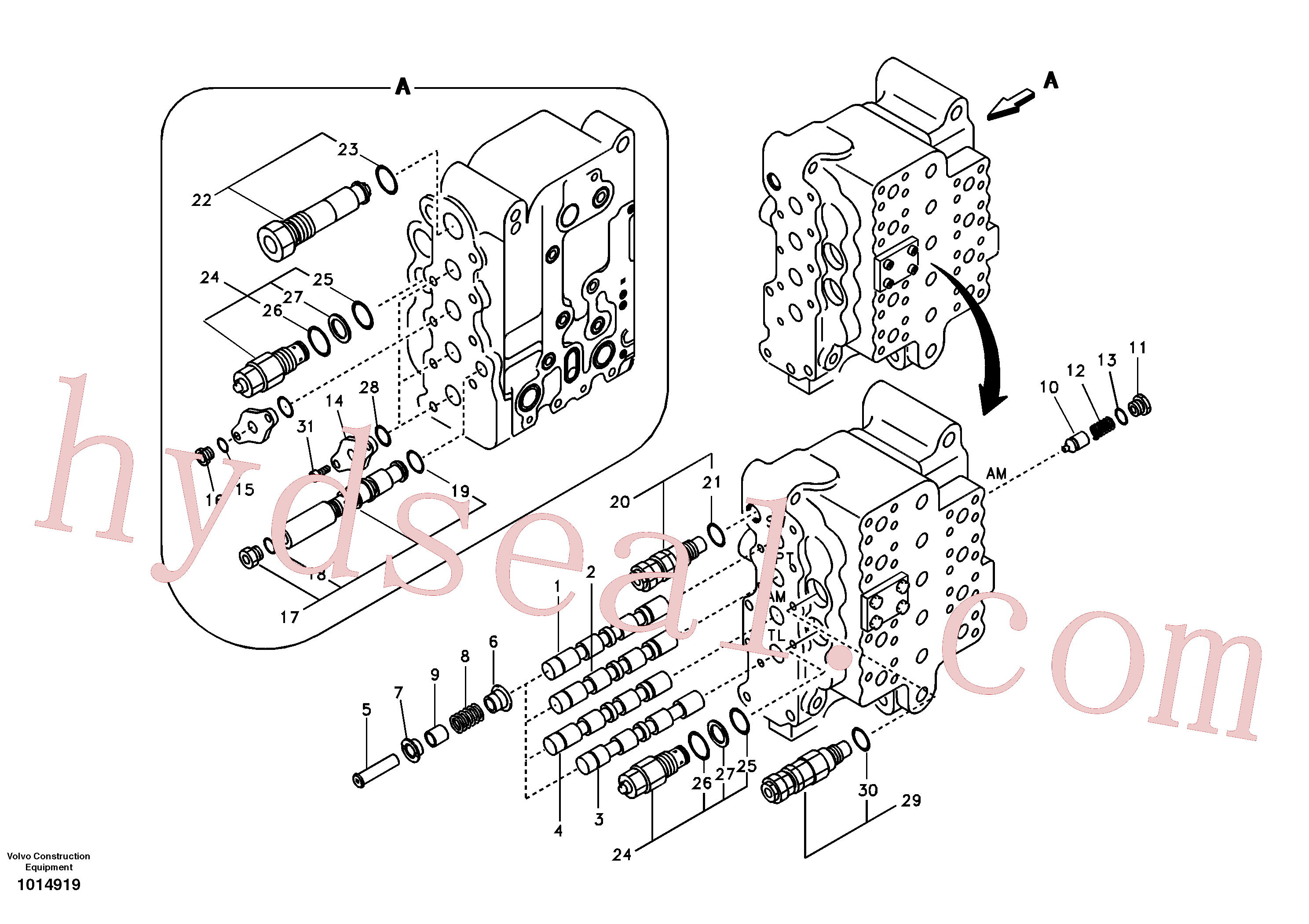 SA9566-10160 for Volvo Main control valve, swing and option and dipper arm and travel Lh(1014919 assembly)