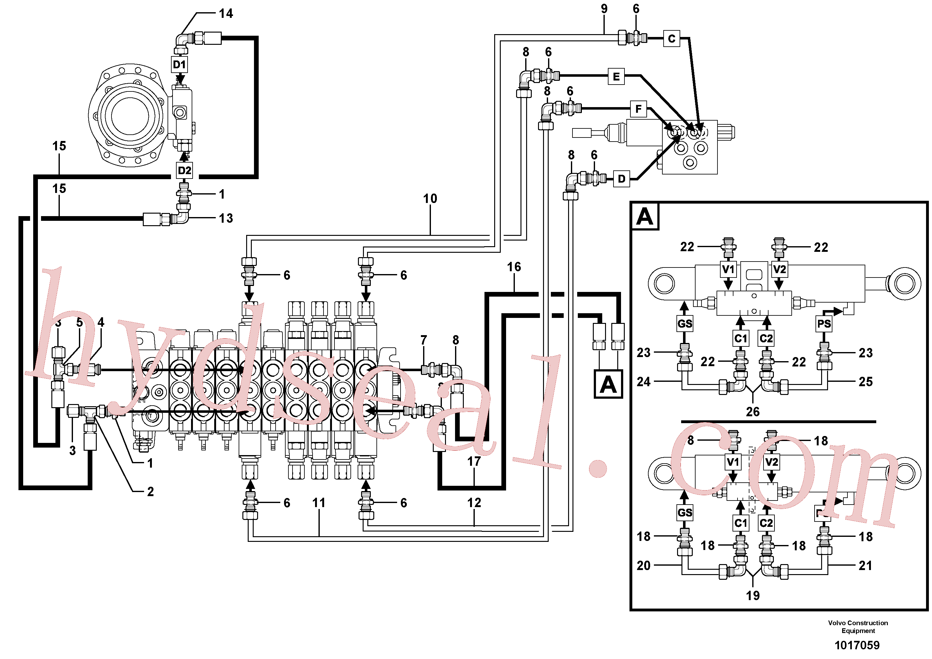 VOE11805493 for Volvo Hydr. circuit. ( boom slewing / offset )(1017059 assembly)