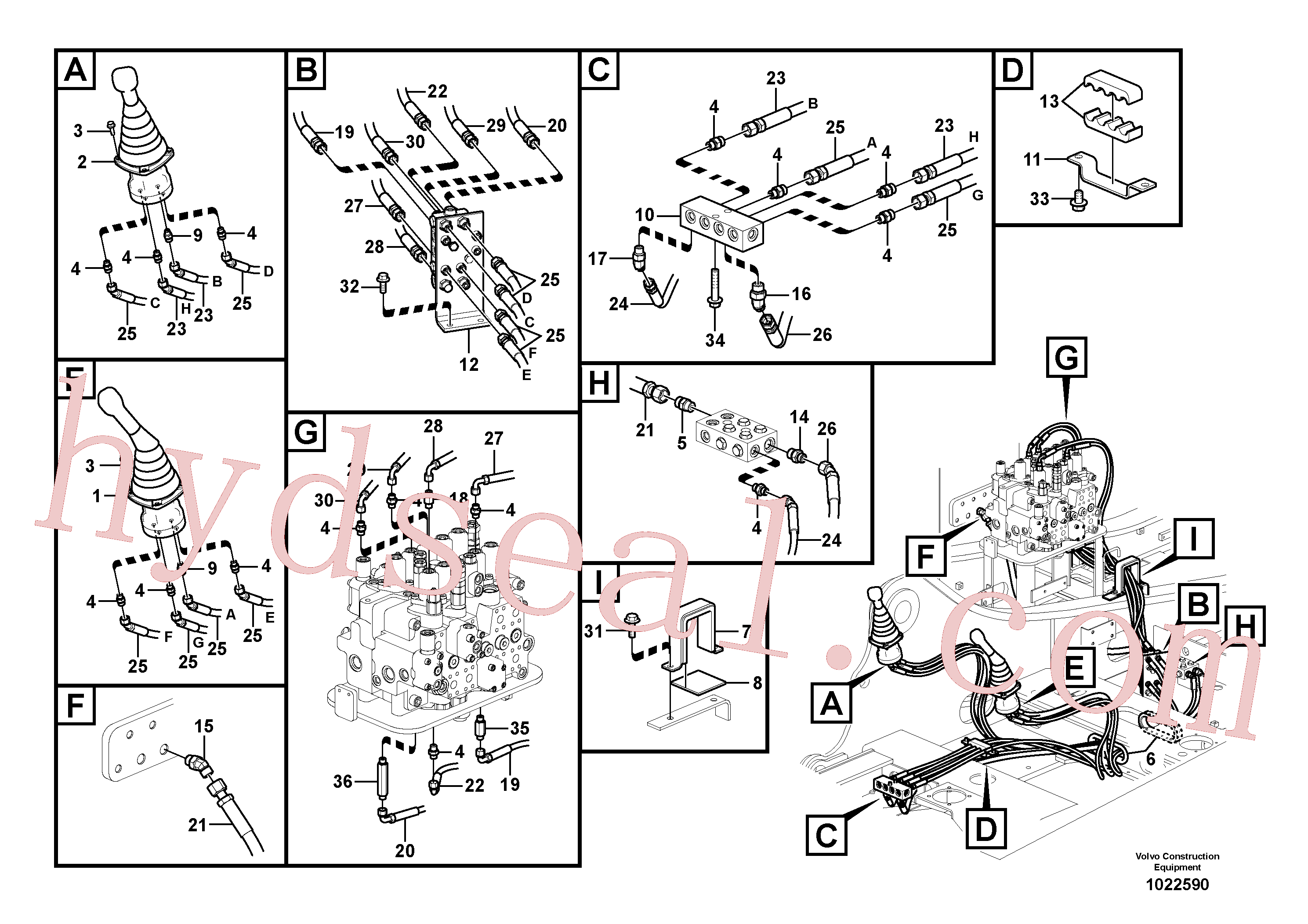 VOE14537410 for Volvo Servo system, control valve to remote control valve(1022590 assembly)