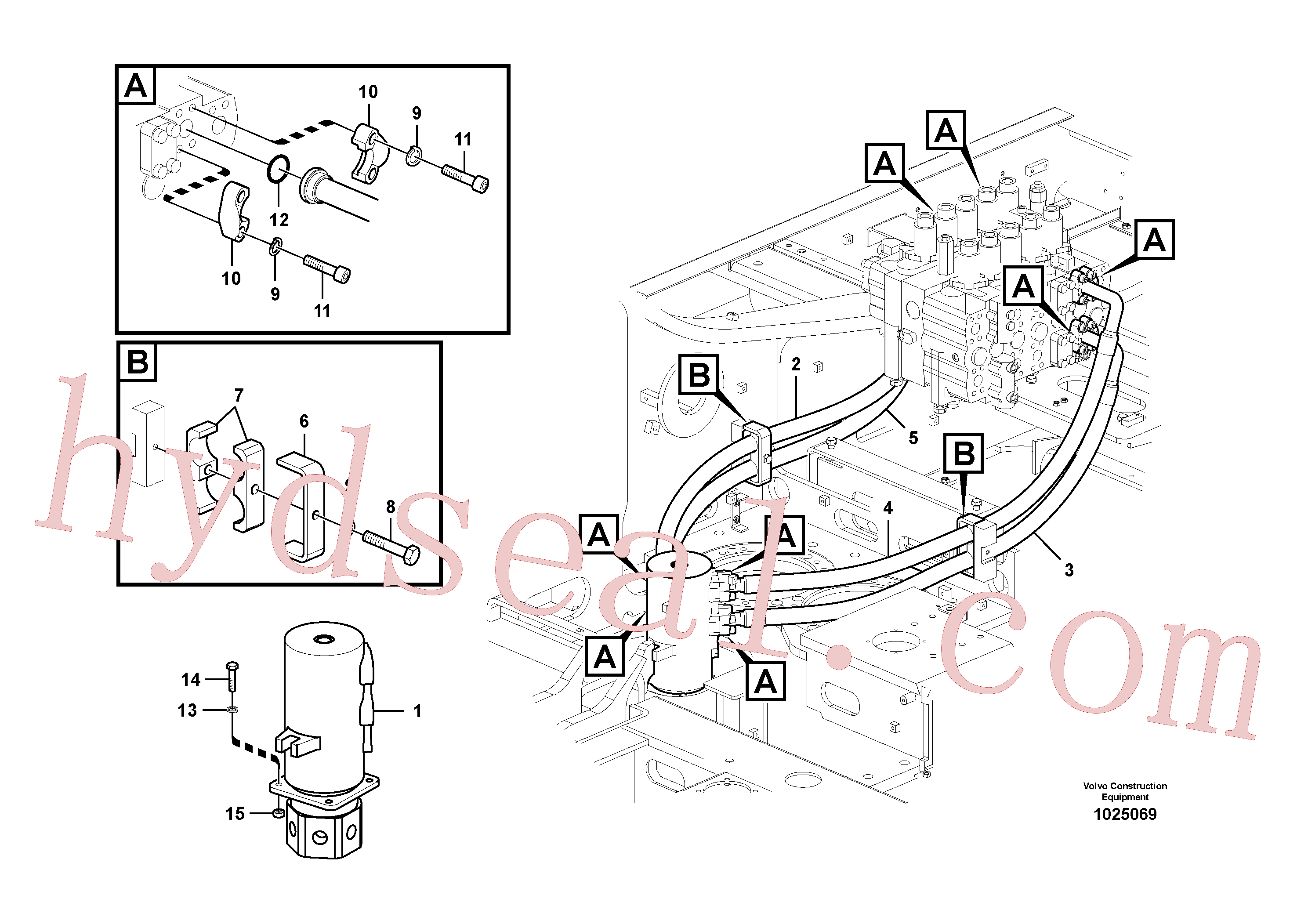 VOE14881957 for Volvo Turning joint line, control valve to turning joint(1025069 assembly)