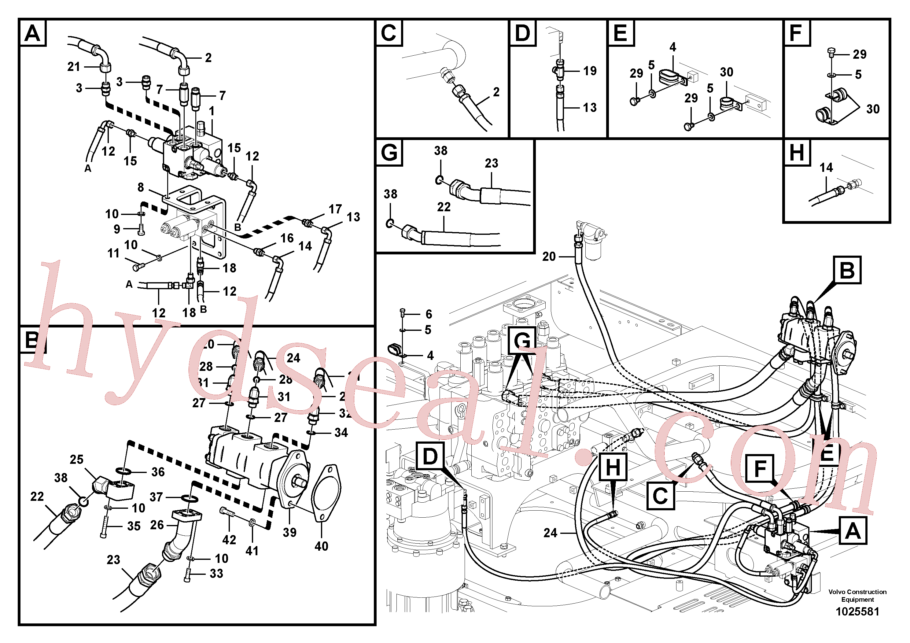 VOE938405 for Volvo Working hydraulic, slope and rotator on upper frame(1025581 assembly)