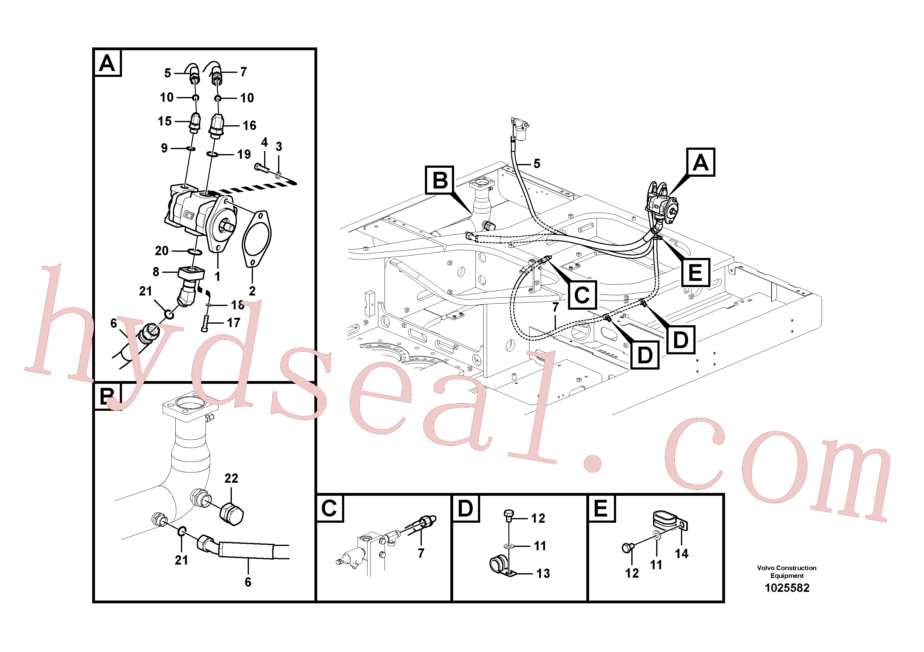 VOE938405 for Volvo Working hydraulic, slope and rotator on upper frame(1025582 assembly)