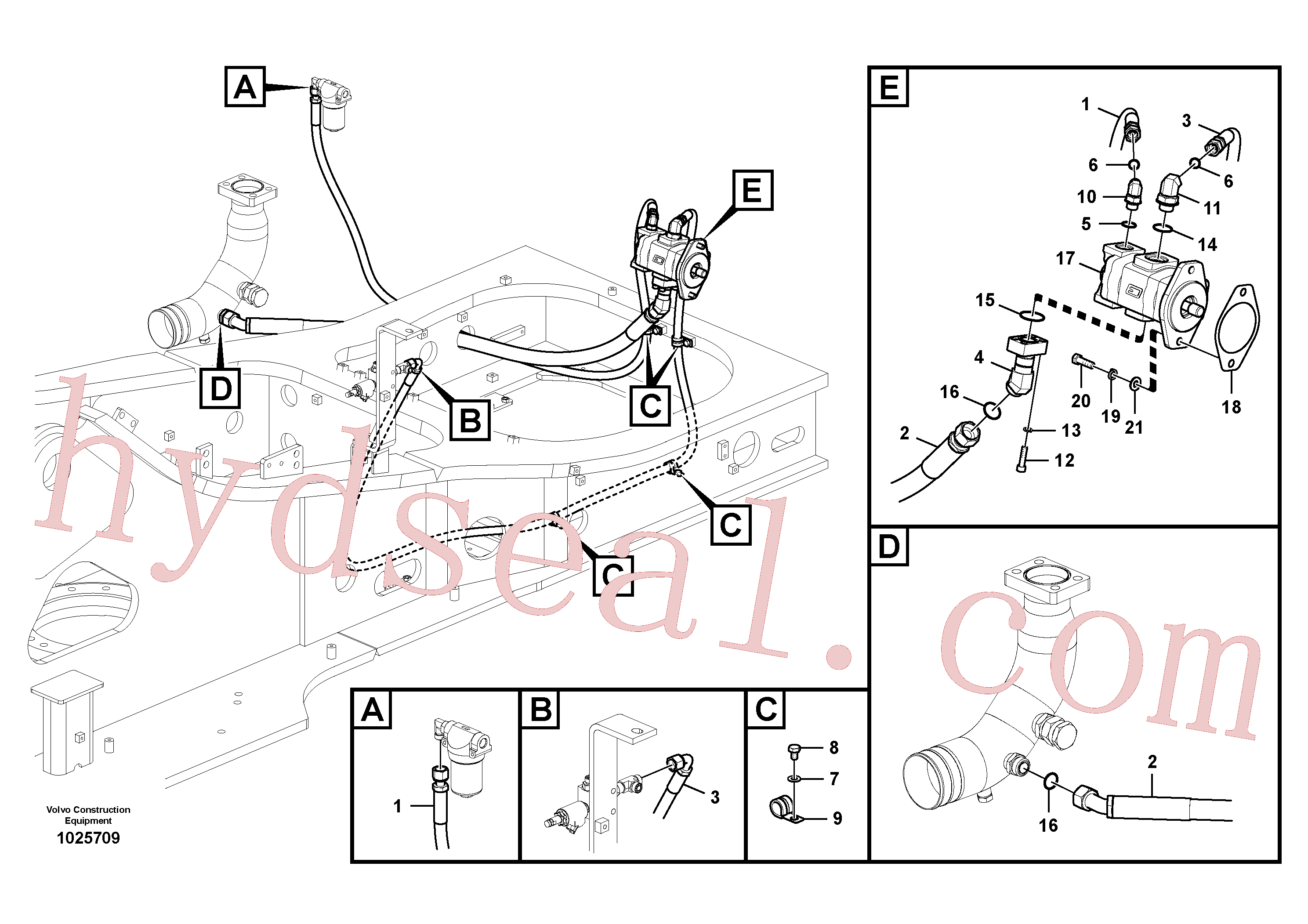 VOE938405 for Volvo Working hydraulic, slope and rotator on upper frame(1025709 assembly)