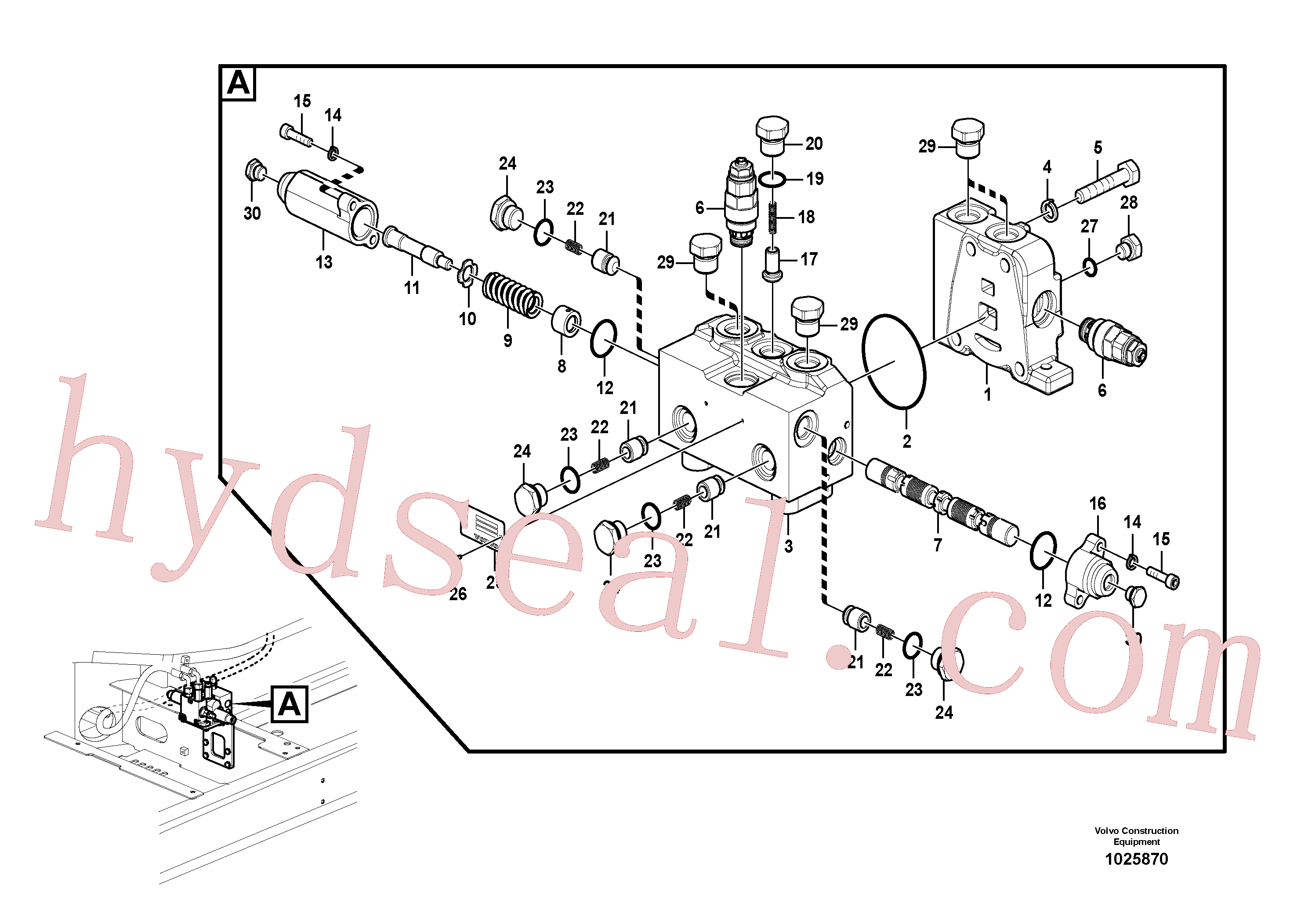 VOE14587865 for Volvo Control valve for rotator, Valve, rotator(1025870 assembly)