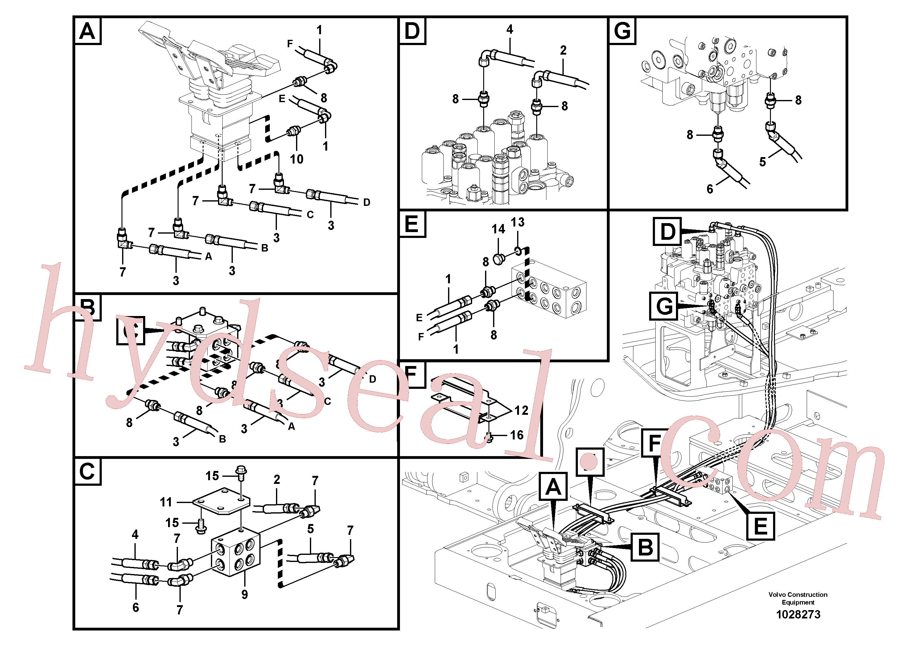 VOE938280 for Volvo Servo system, control valve to remote control valve pedal(1028273 assembly)