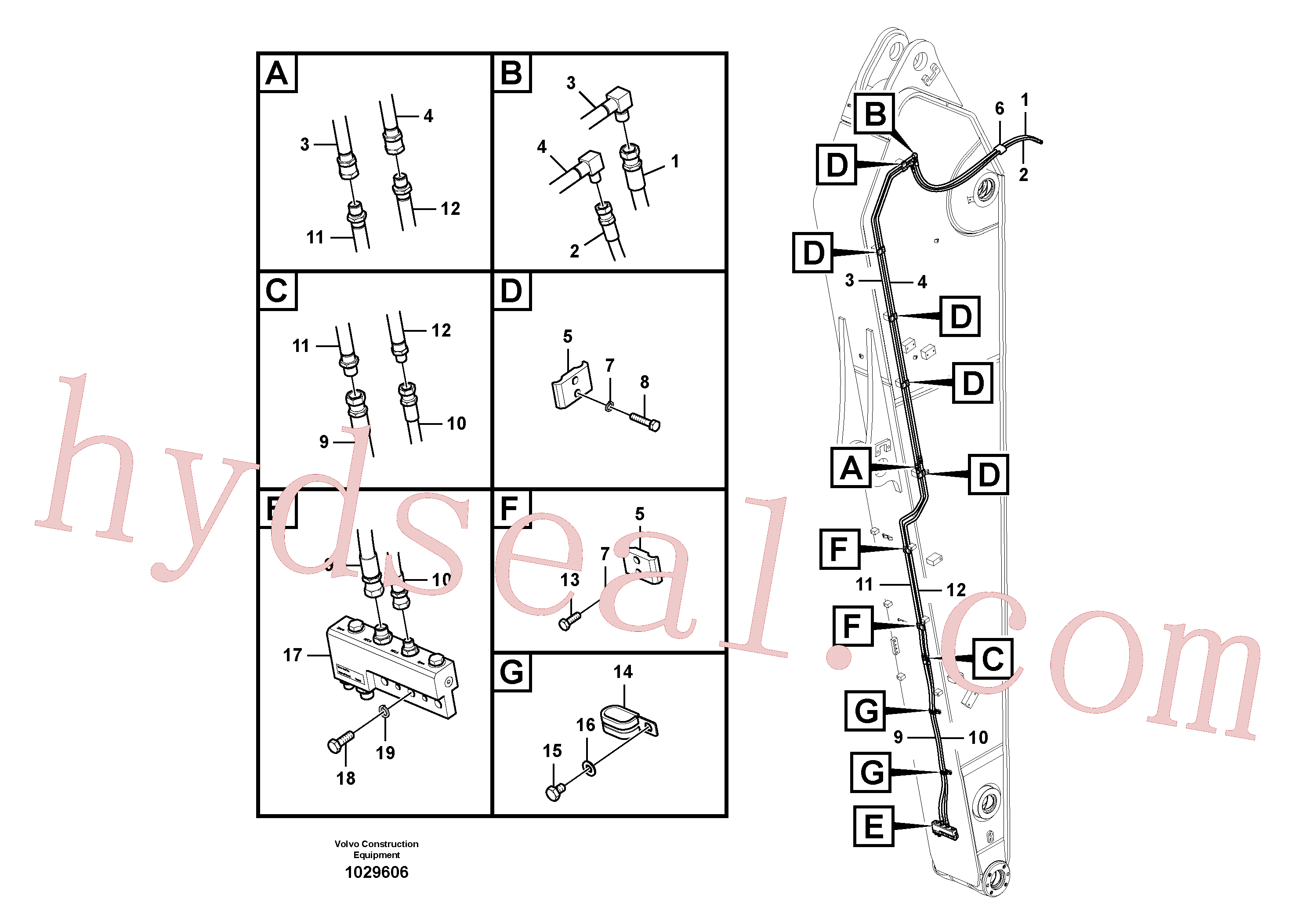 SA9451-02629 for Volvo Working hydraulic, quick fit on dipper arm(1029606 assembly)