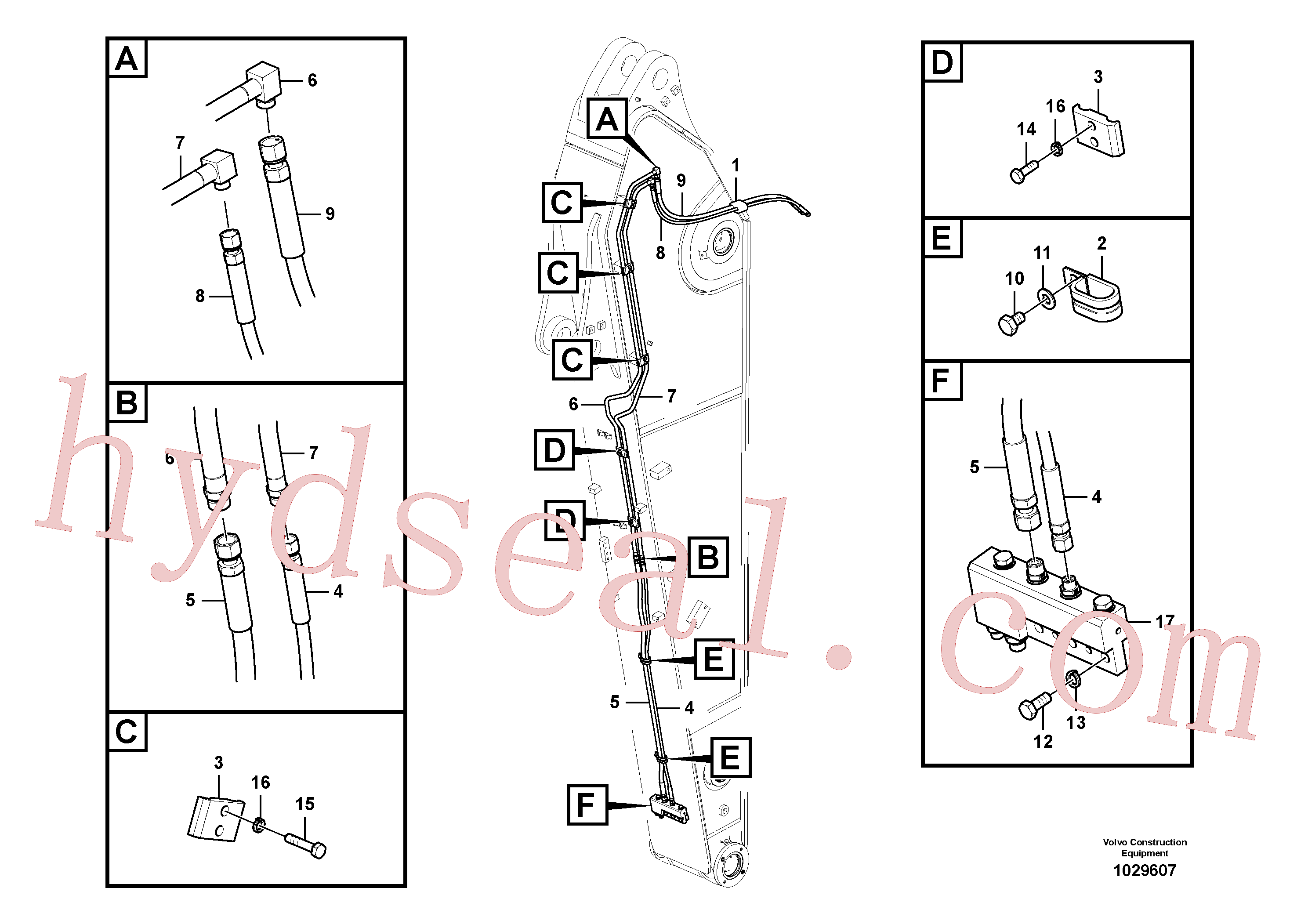 SA9451-02629 for Volvo Working hydraulic, quick fit on dipper arm(1029607 assembly)