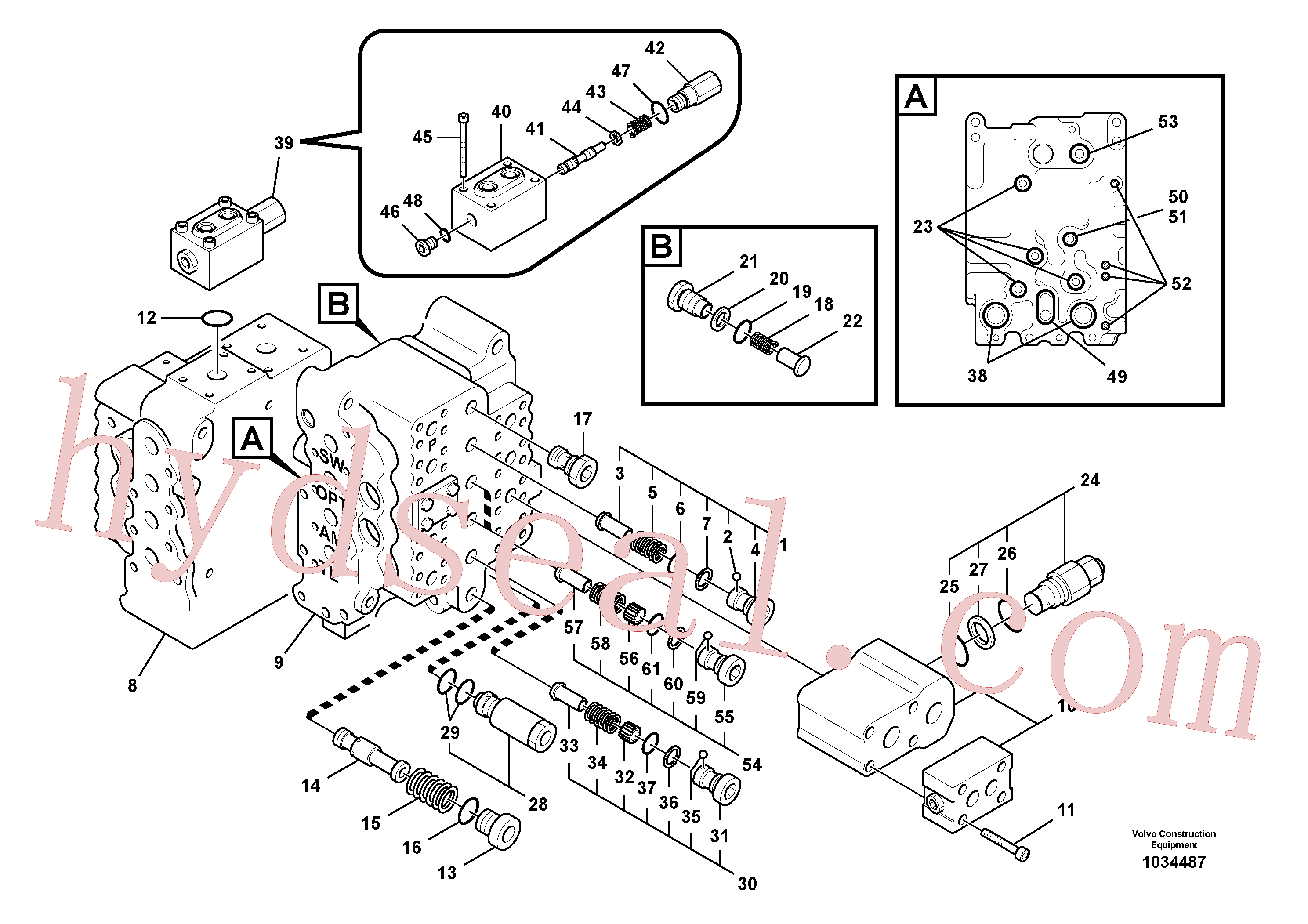 VOE994026 for Volvo Main control valve, relief valve and dipper arm holding, Main control valve, swing and option and dipper arm and travel Lh(1034487 assembly)