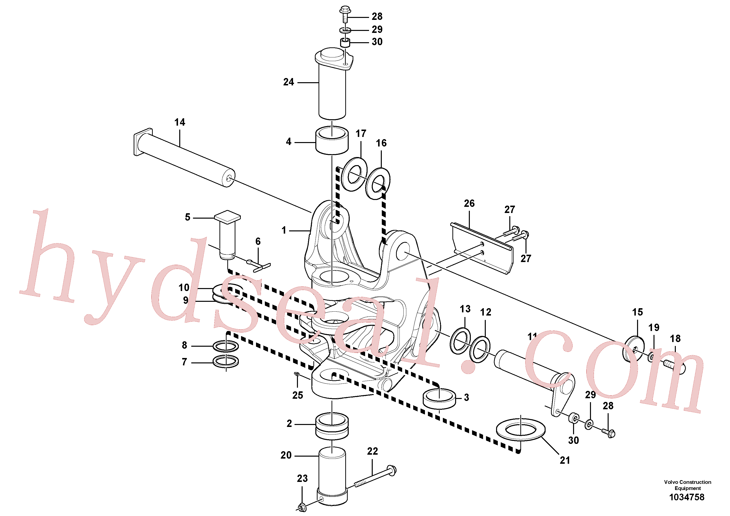 VOE15610803 for Volvo Pivot pin(1034758 assembly)