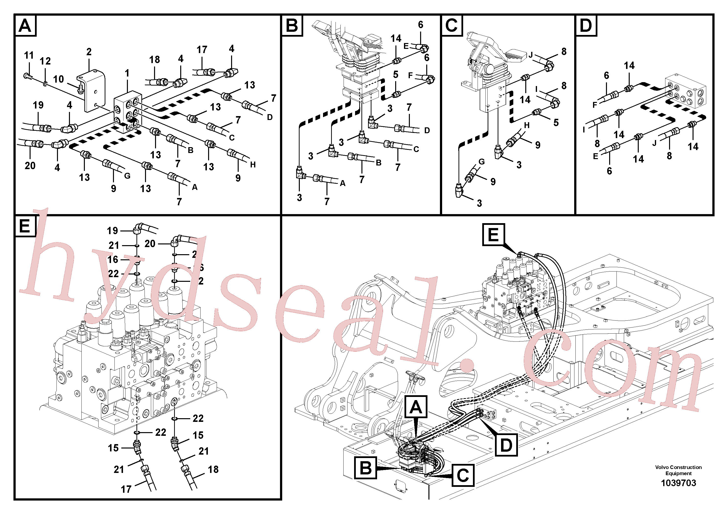 VOE14569672 for Volvo Servo system, control valve to remote control valve(1039703 assembly)
