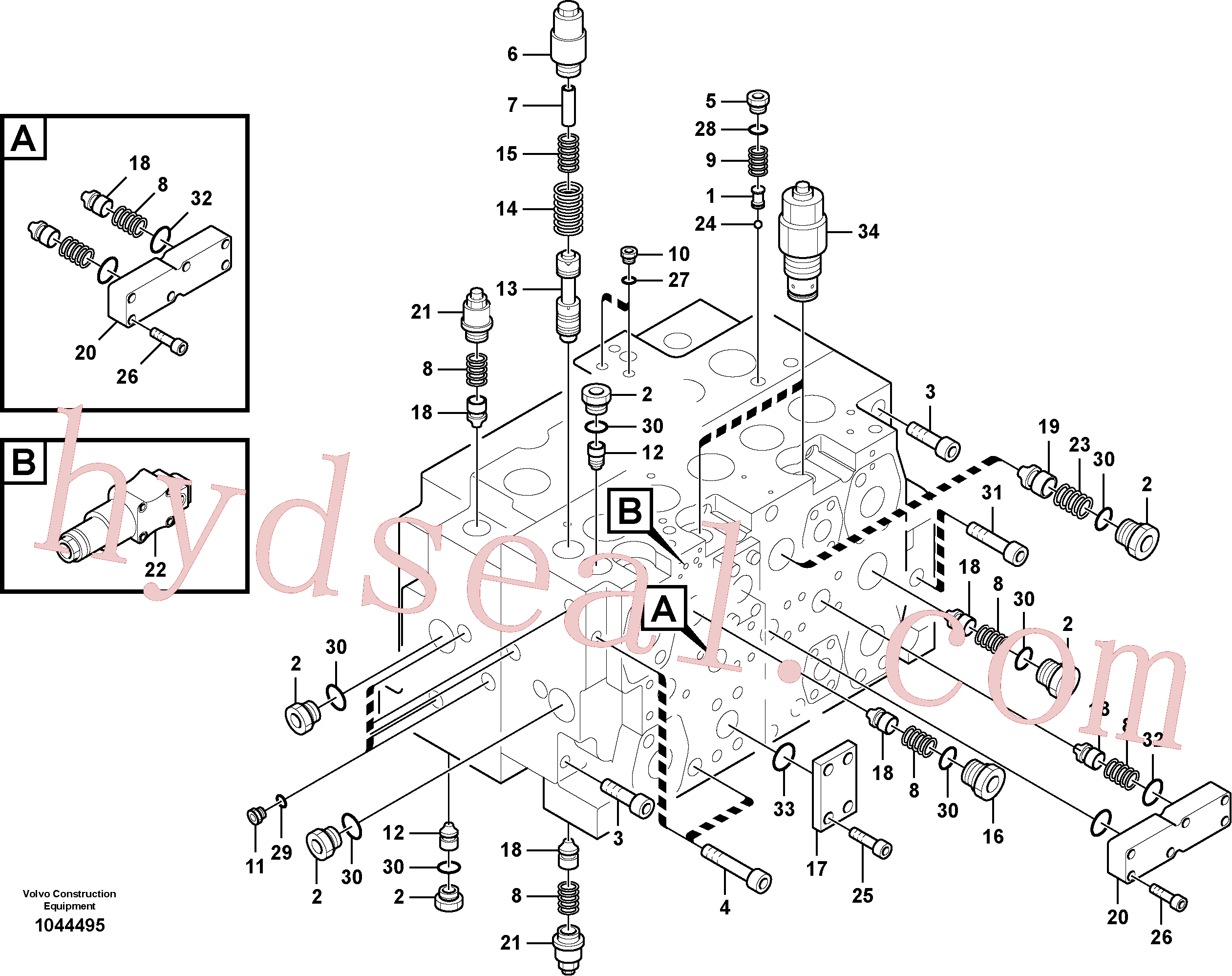 SA8240-03490 for Volvo Main control valve, relief valve and dipper arm holding(1044495 assembly)