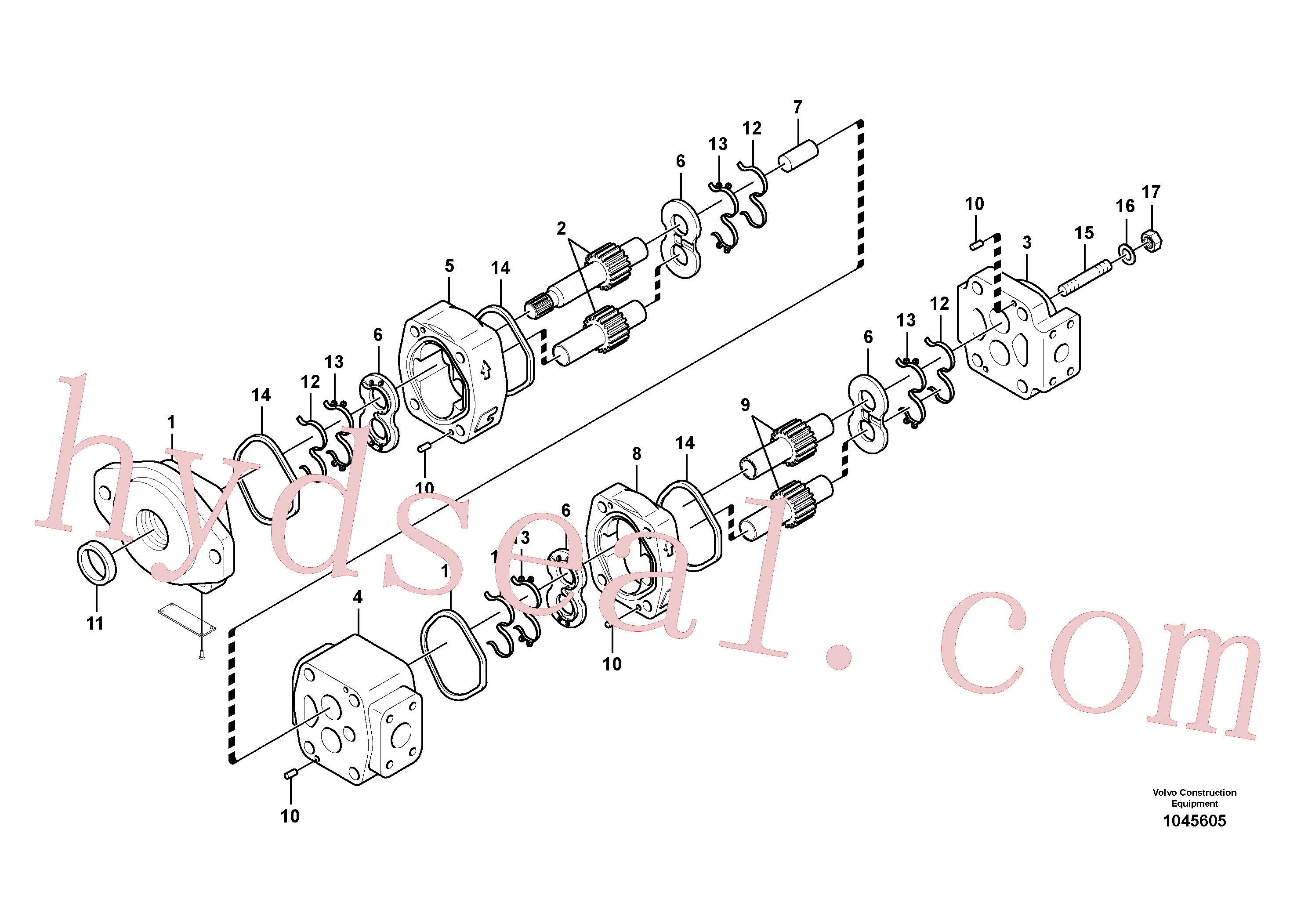 VOE14539659 for Volvo Hydraulic gear pump, Hydraulic gear pump for quickfit and rotator(1045605 assembly)