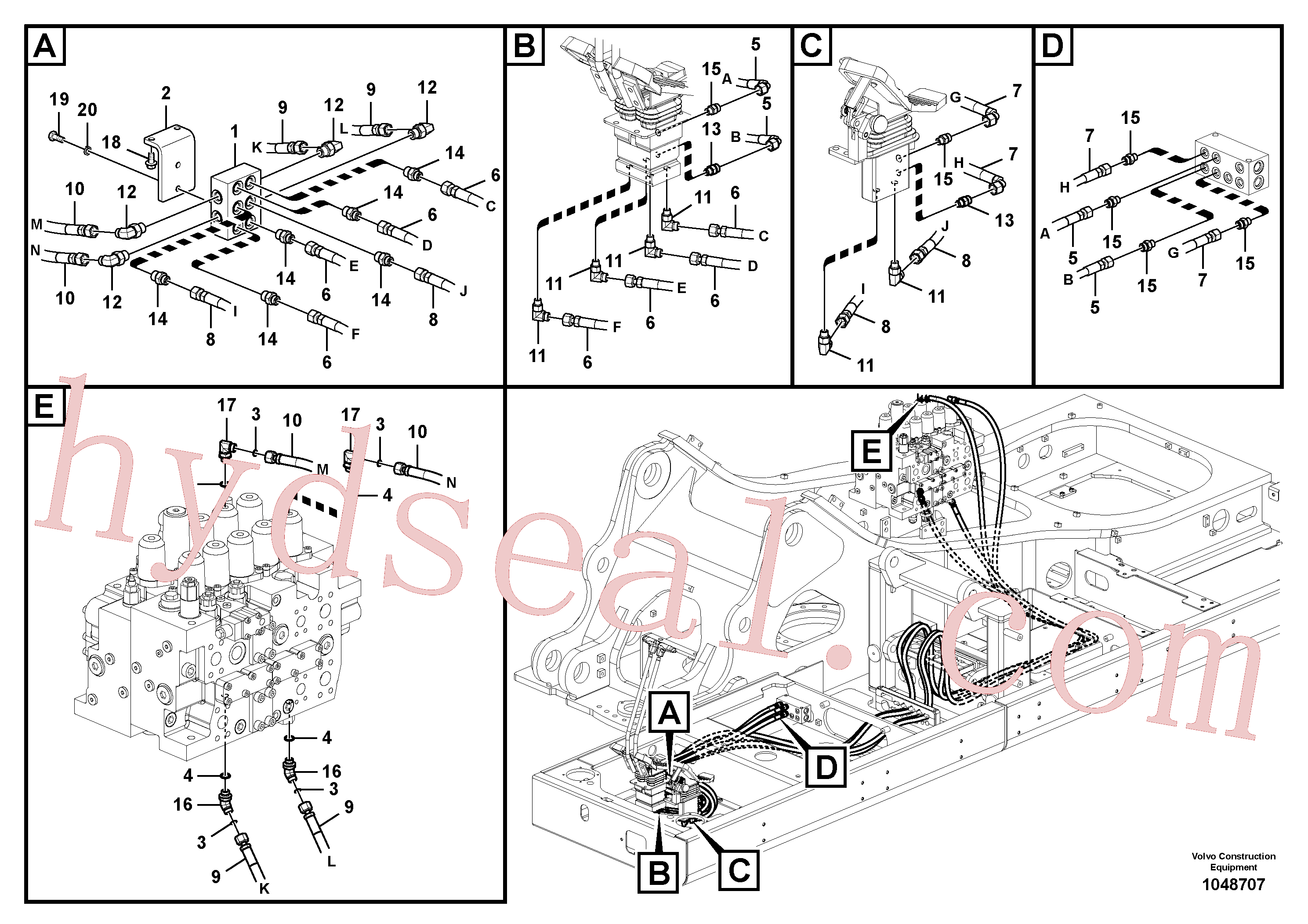 VOE14569672 for Volvo Servo system, control valve to remote control valve(1048707 assembly)