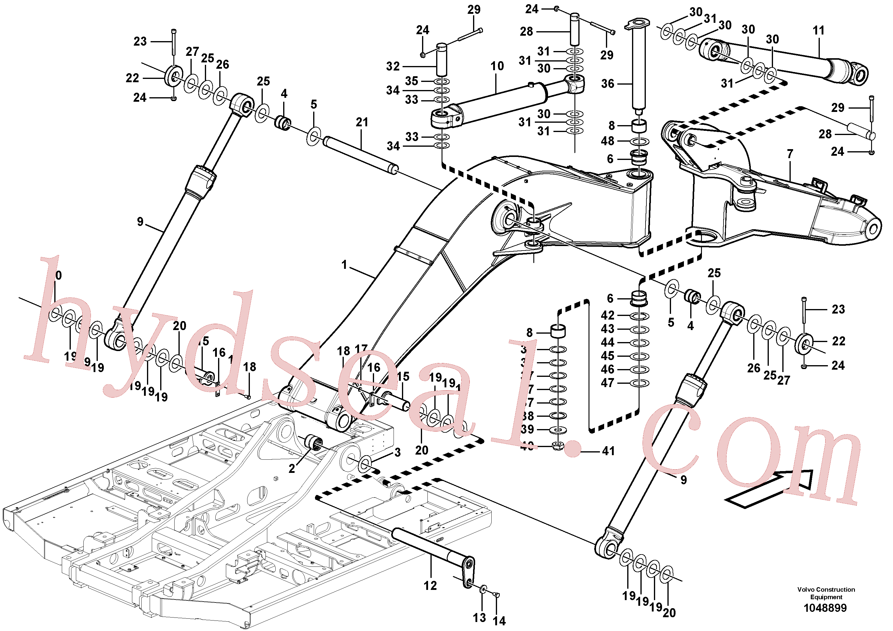 VOE14373543 for Volvo Boom and grease piping(1048899 assembly)