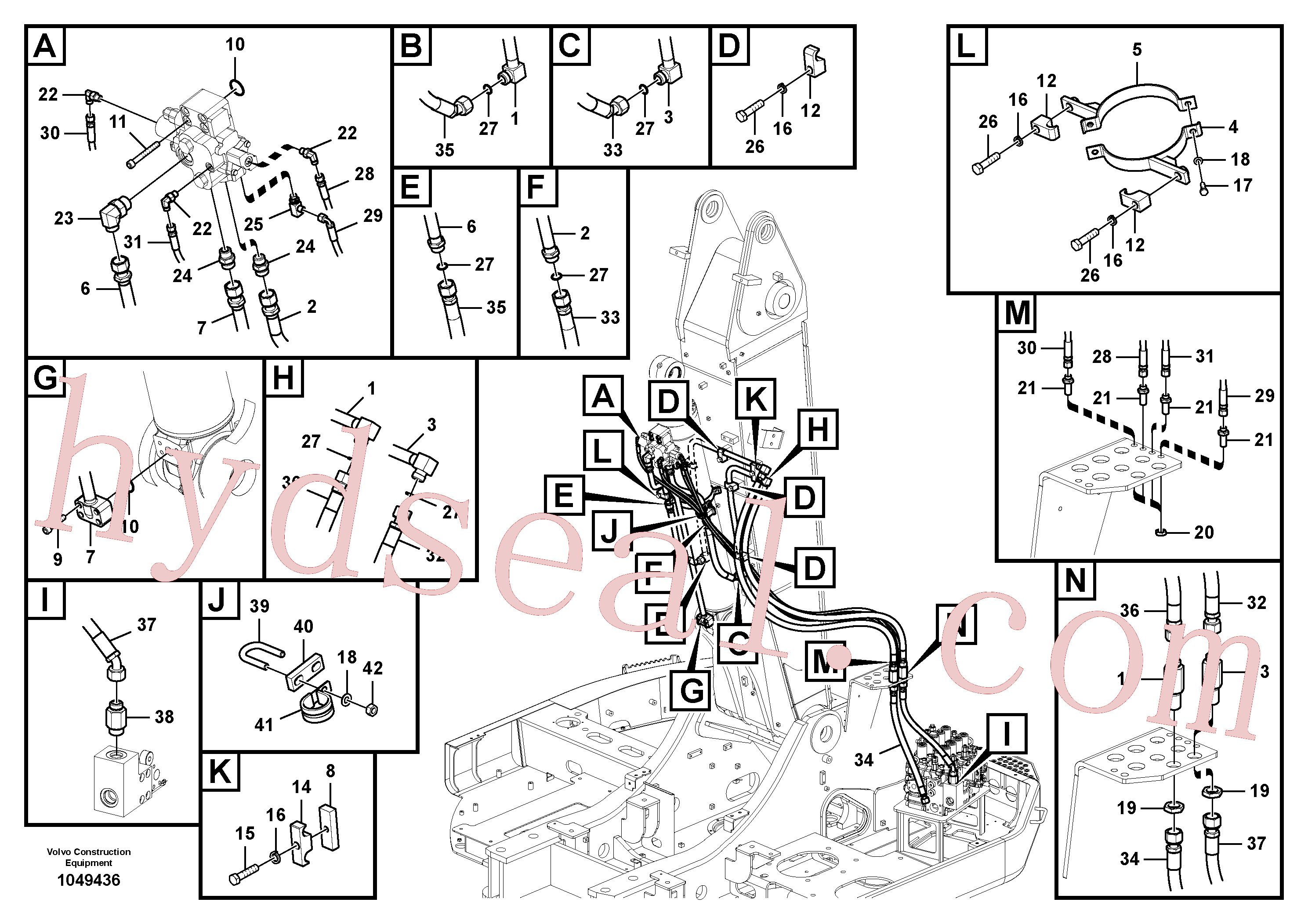 VOE937258 for Volvo Working hydraulic, 2nd boom cylinder on adjustable boom(1049436 assembly)
