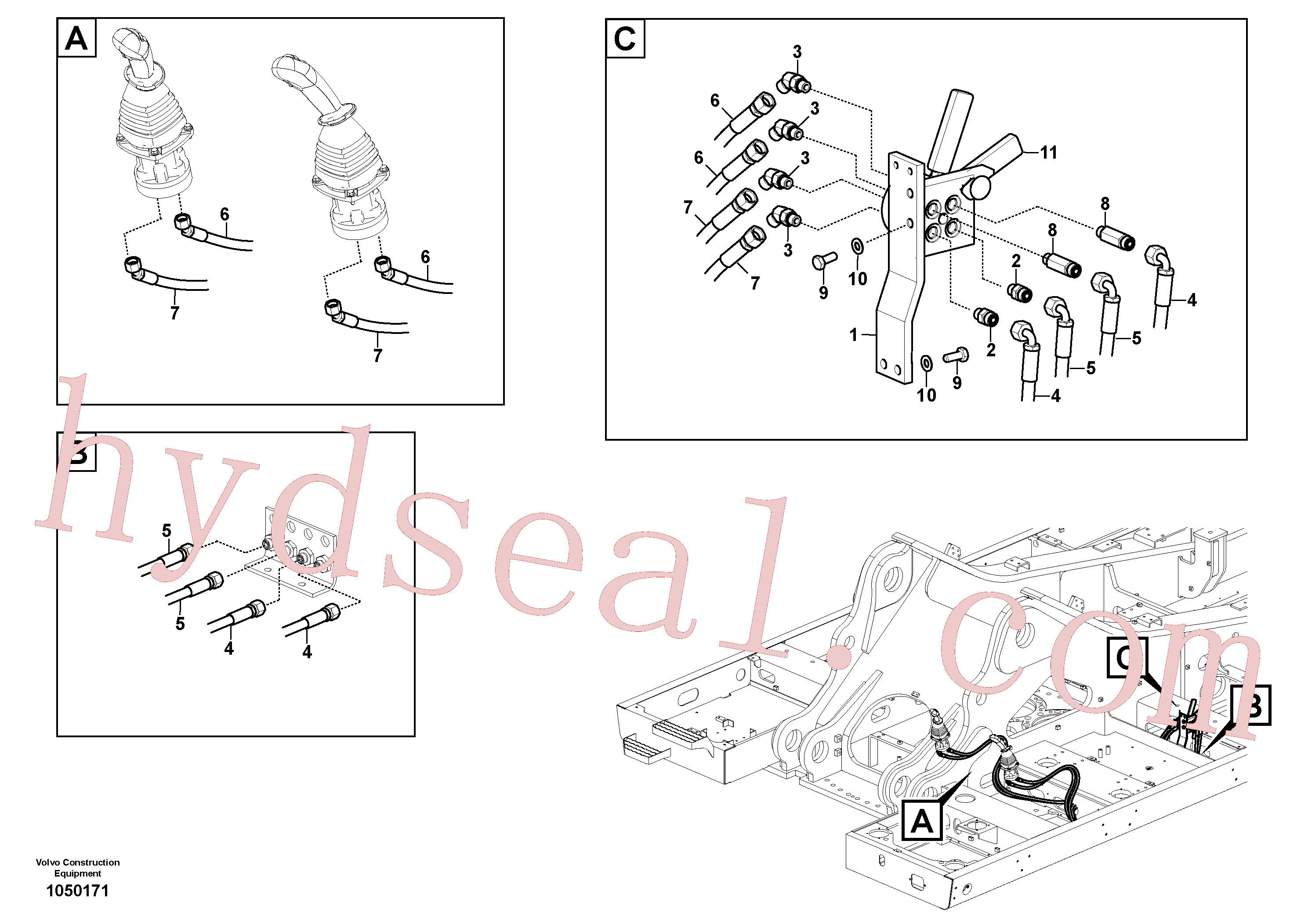 VOE936954 for Volvo Servo system, control valve to remote control valve(1050171 assembly)