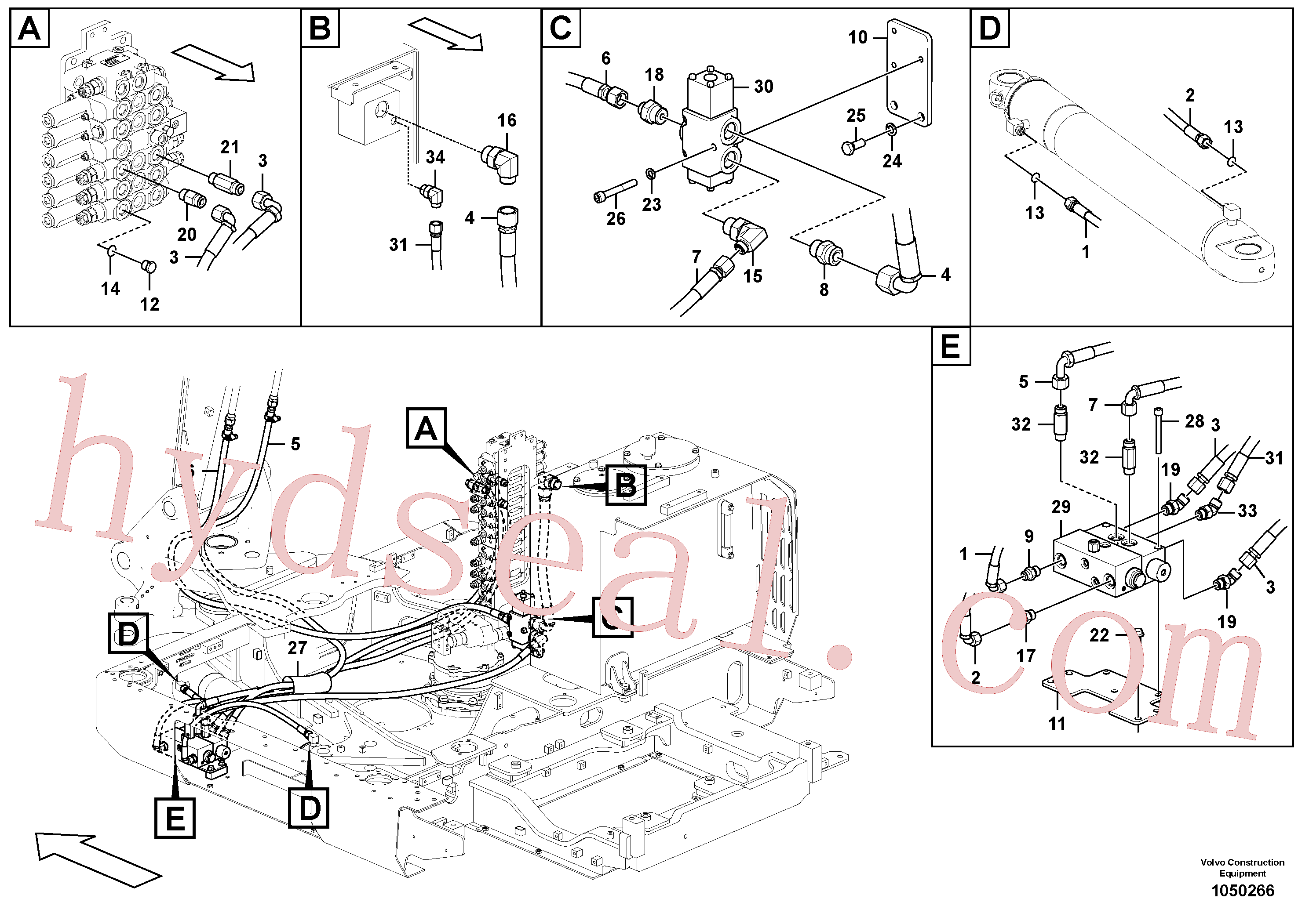 VOE14702143 for Volvo Working hydraulic, hammer and shear for upper(1050266 assembly)