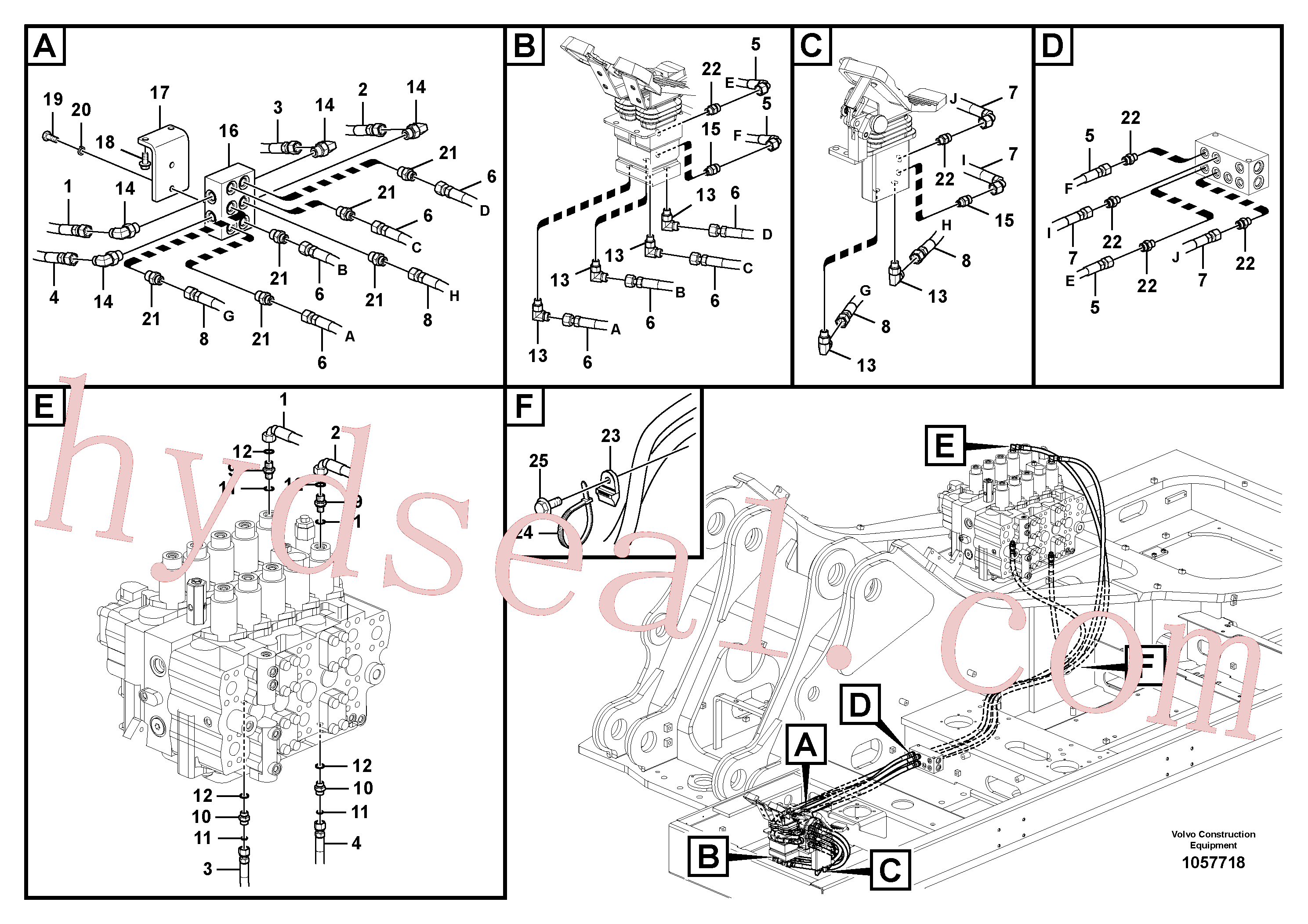 VOE14569672 for Volvo Servo system, control valve to remote control valve pedal(1057718 assembly)