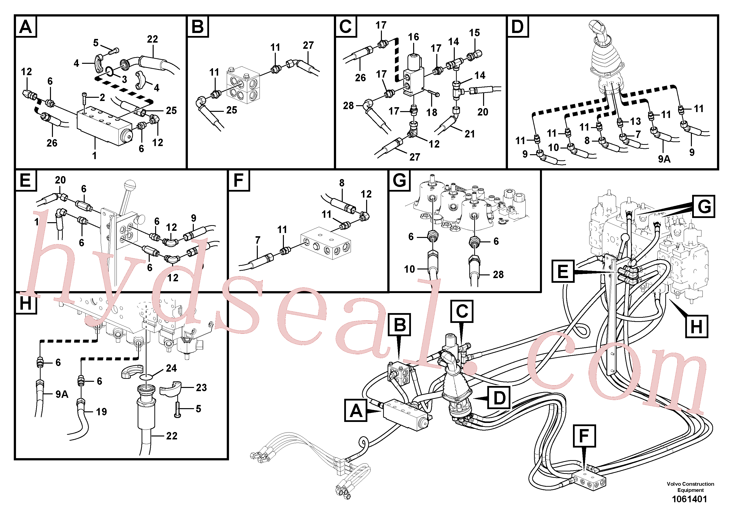 VOE936954 for Volvo Servo system, control valve to remote control valve(1061401 assembly)