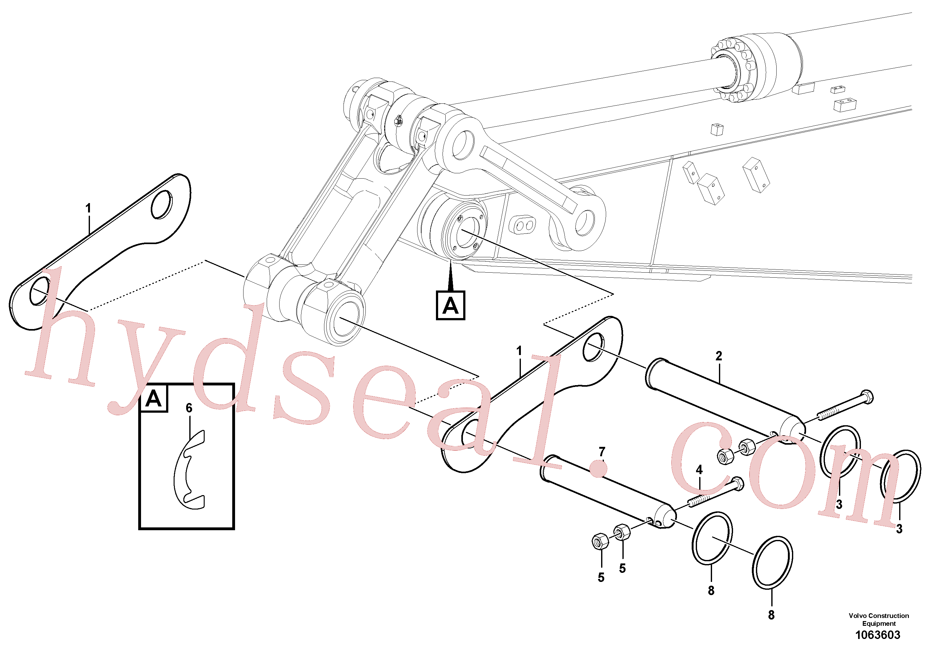 VOE14547823 for Volvo Pins for mounting bucket, Links to bucket(1063603 assembly)