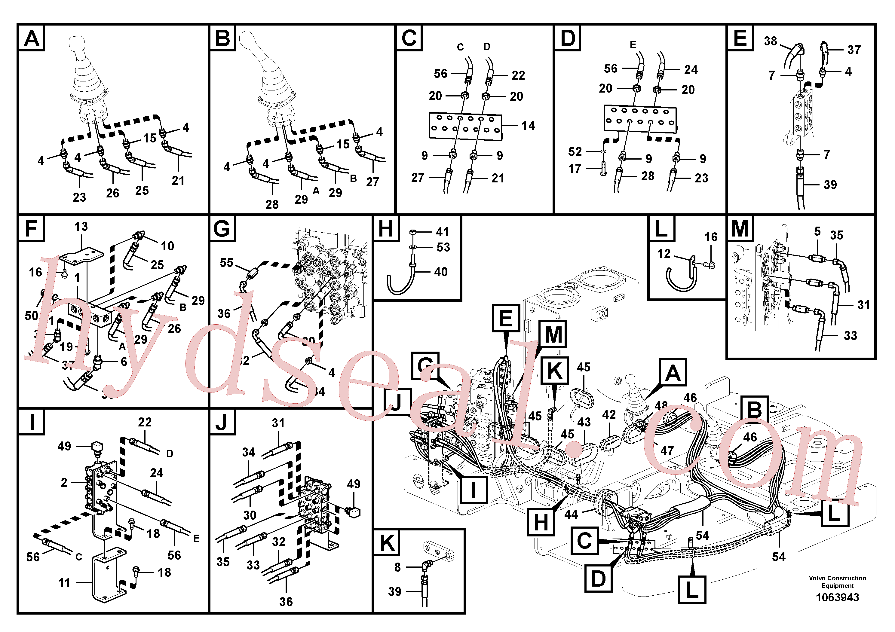 VOE14537410 for Volvo Servo system, control valve to remote control valve(1063943 assembly)