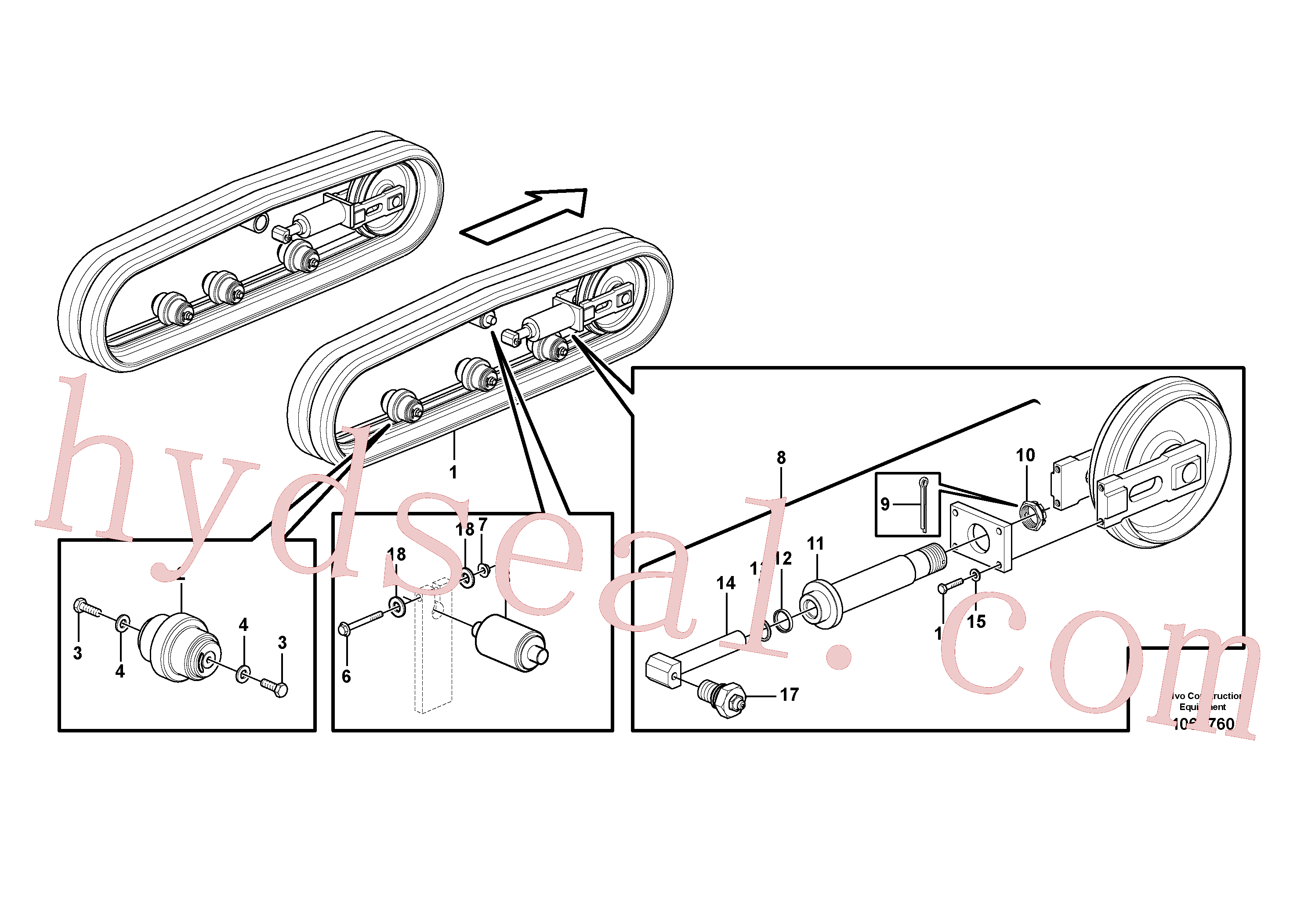 VOE997454 for Volvo Rubber tracks(1064760 assembly)
