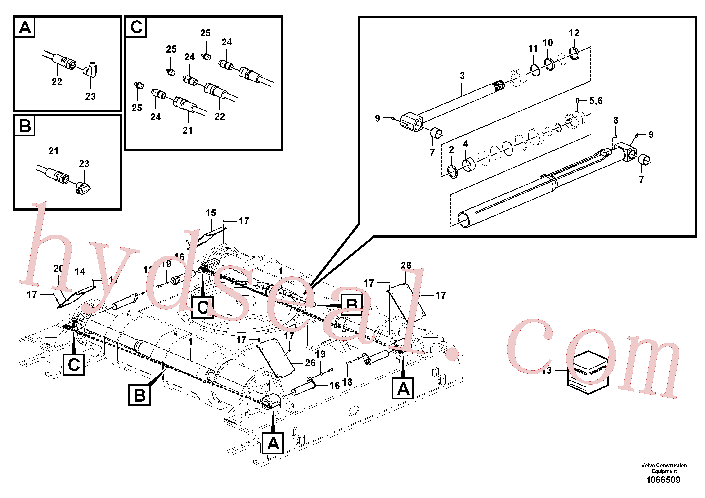 VOE14597305 for Volvo Cylinder, undercarriage frame retractable(1066509 assembly)