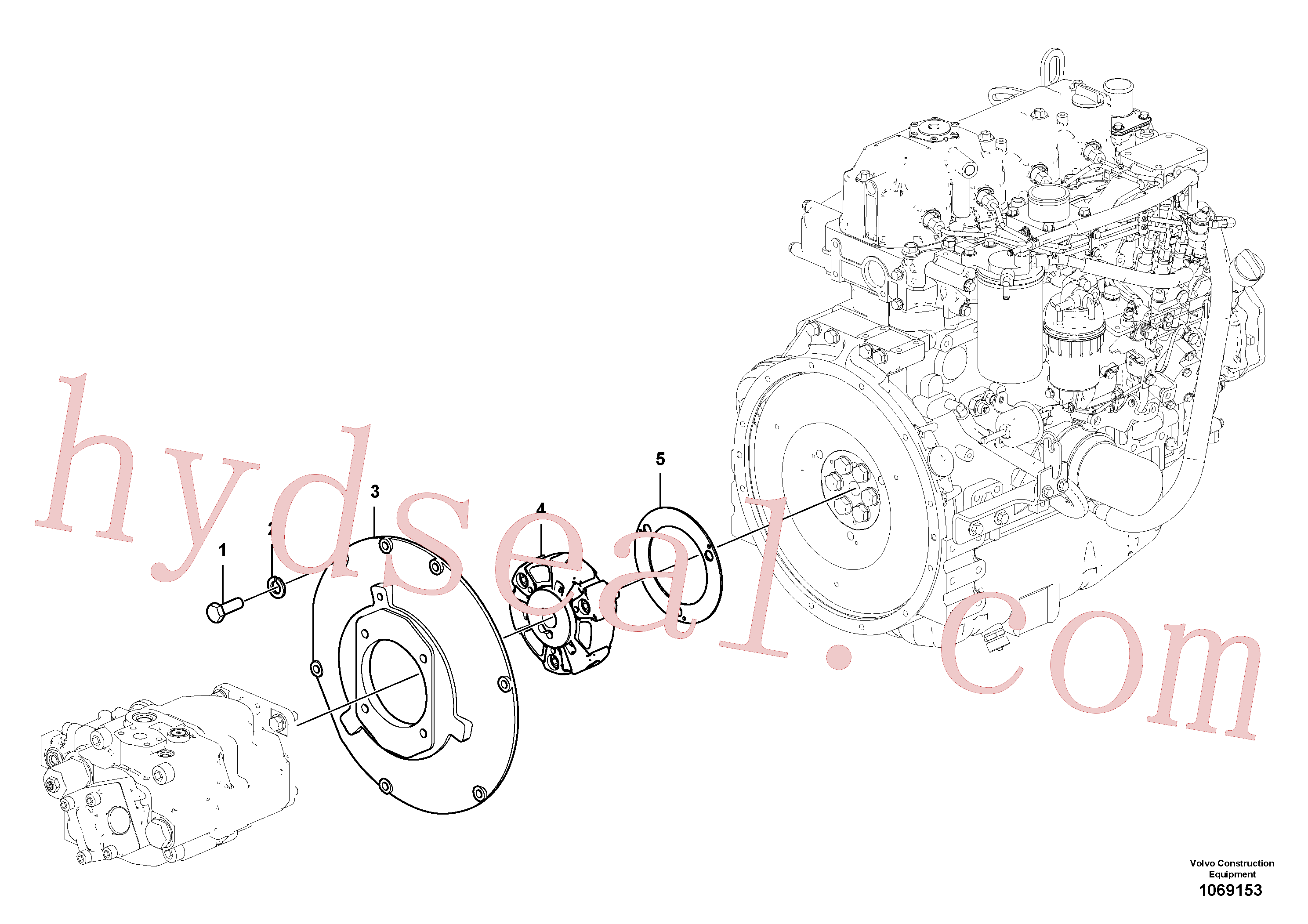 VOE14525581 for Volvo Pump gearbox with assembling parts(1069153 assembly)