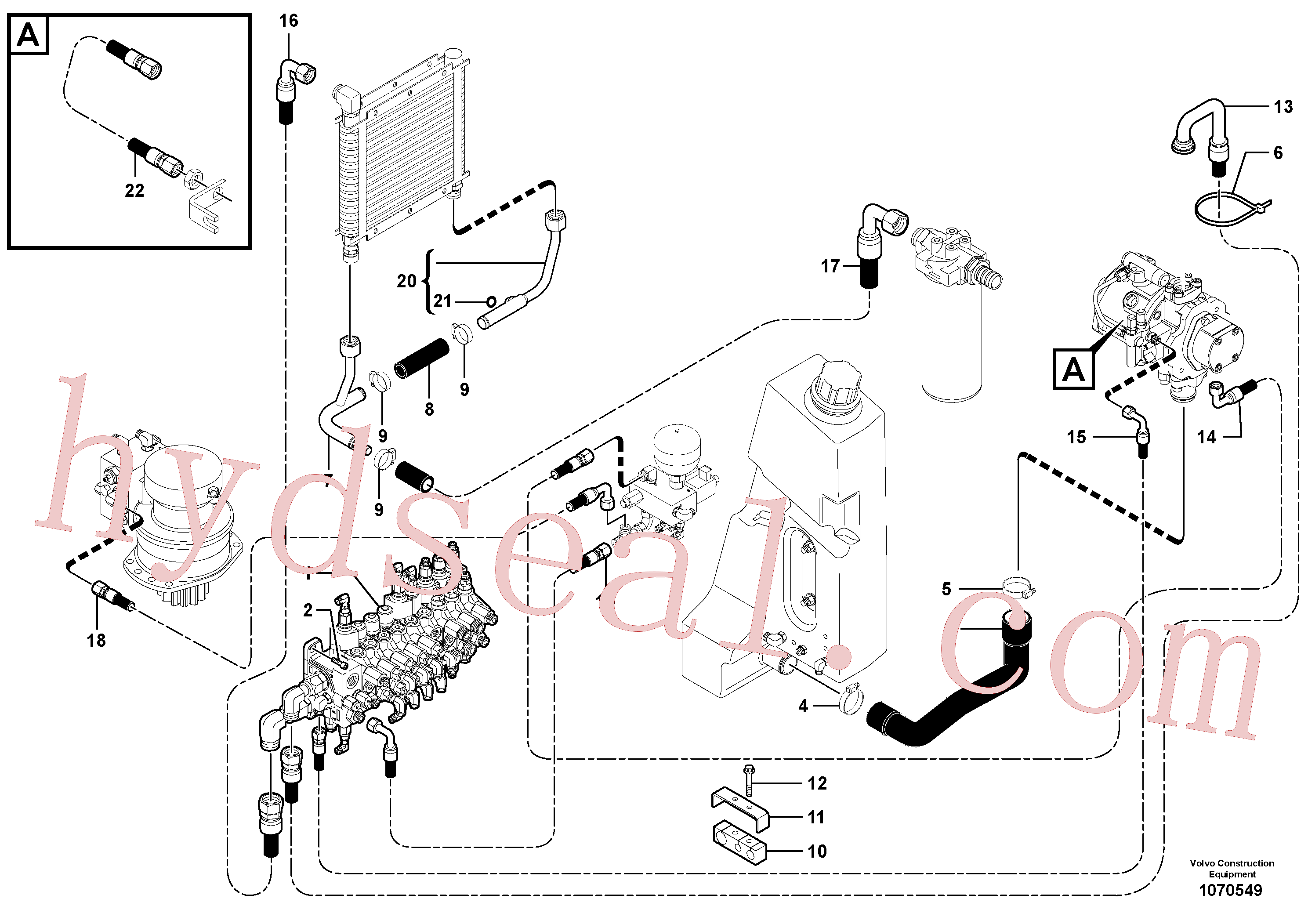 VOE11800371 for Volvo Hydraulic system: feed-and suction line(1070549 assembly)