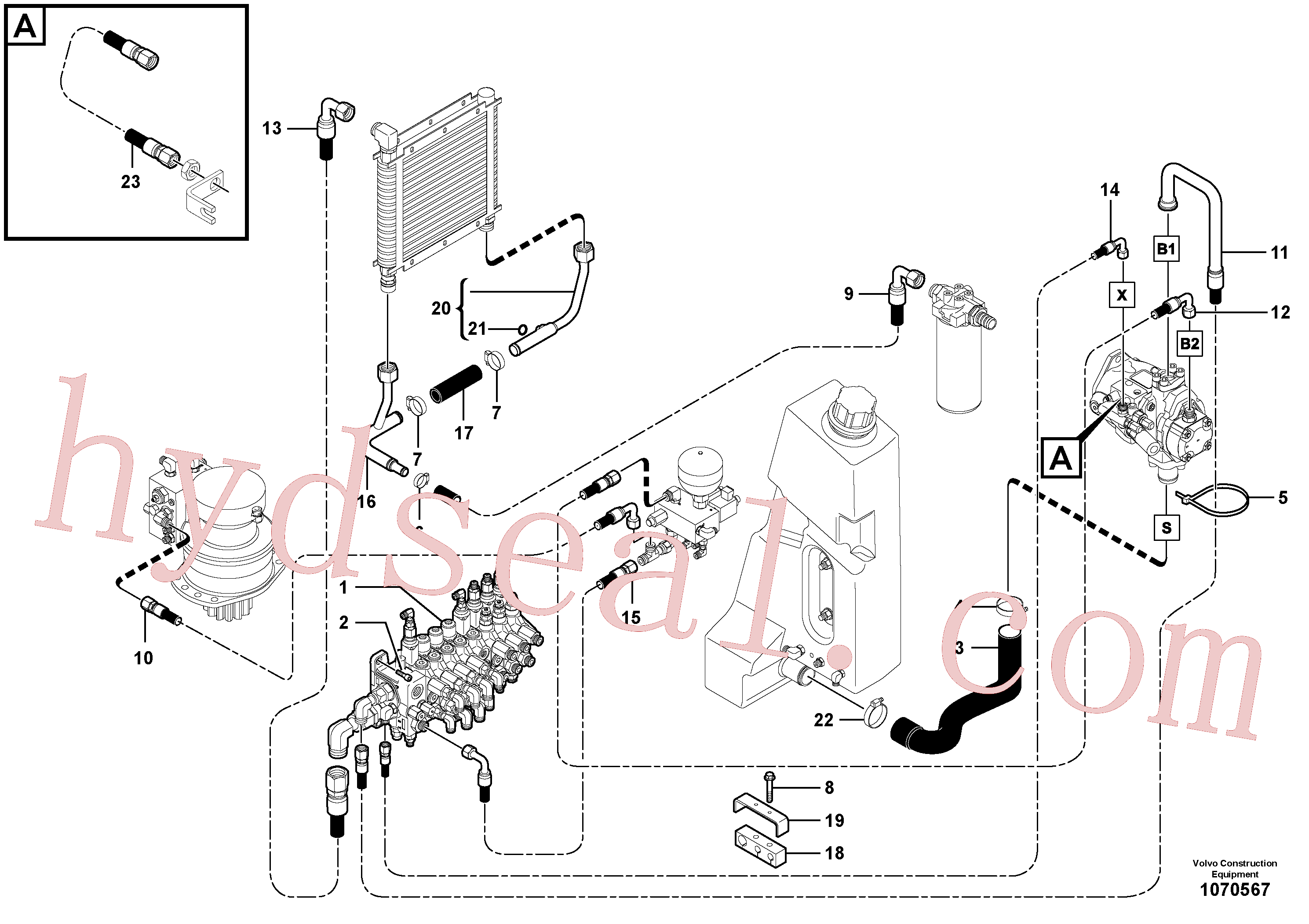 VOE11800371 for Volvo Hydraulic system: feed-and suction line(1070567 assembly)