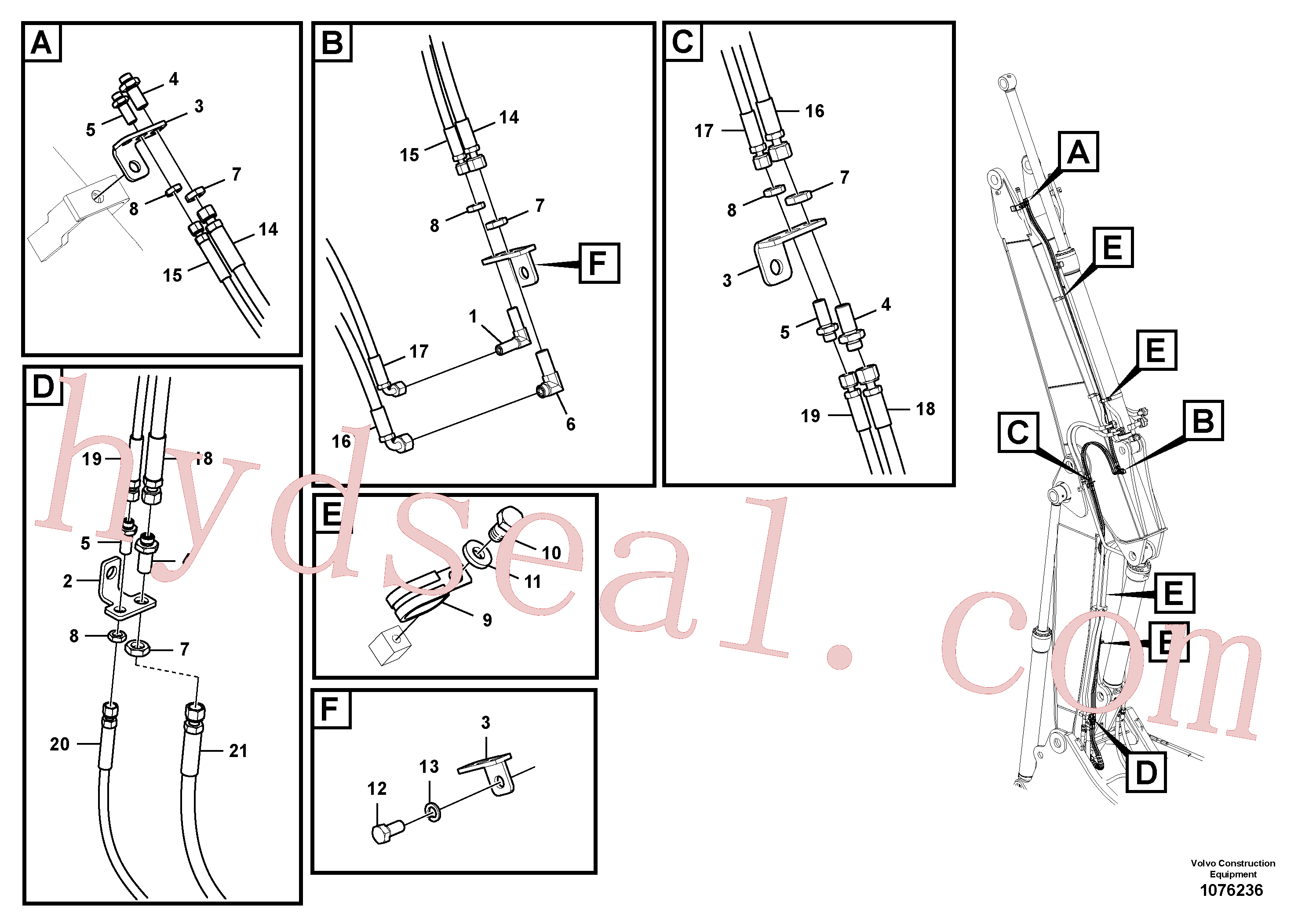 VOE936646 for Volvo Working hydraulic, quick fit on boom(1076236 assembly)