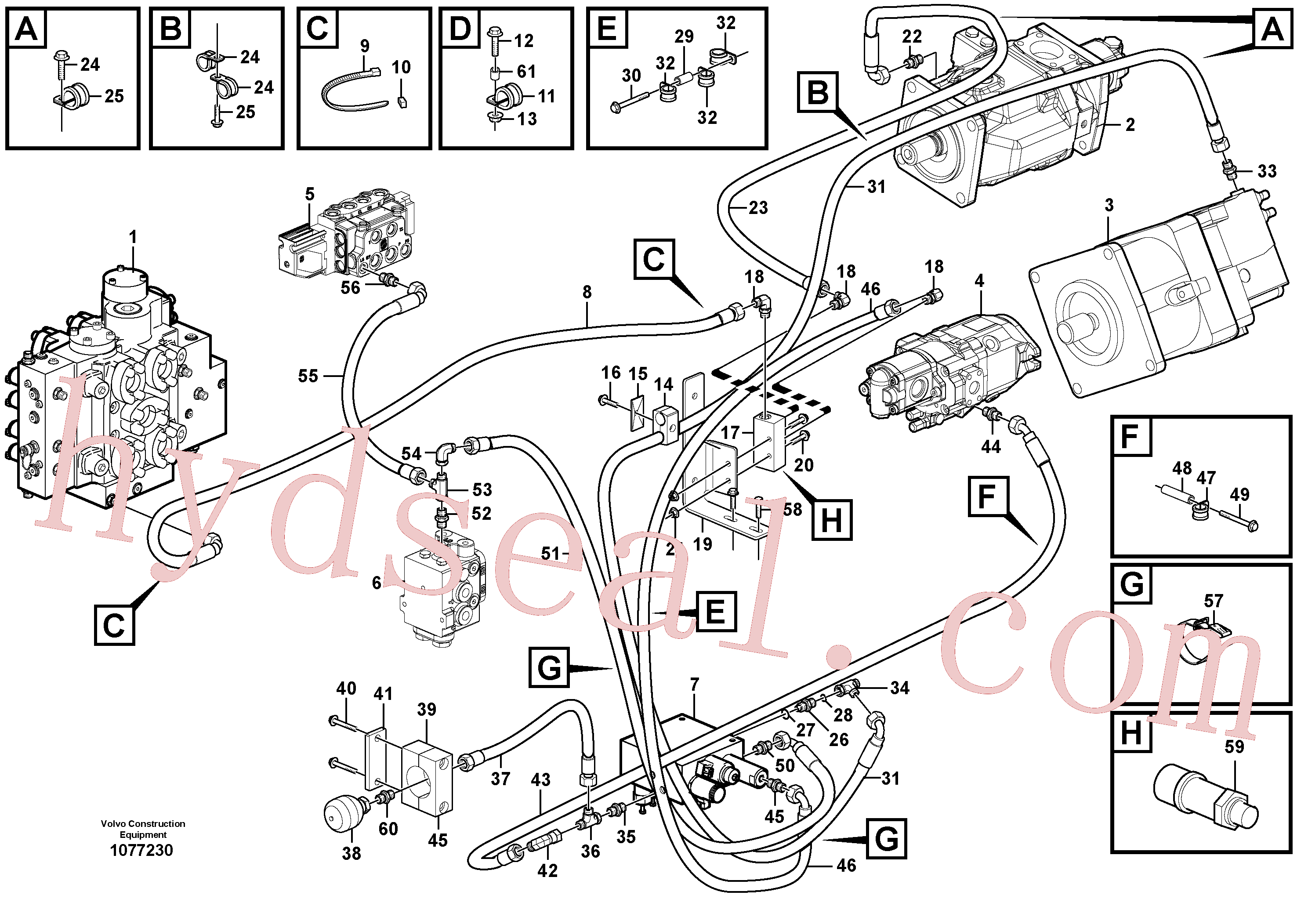 VOE936646 for Volvo Load-sensing and leakage lines(1077230 assembly)