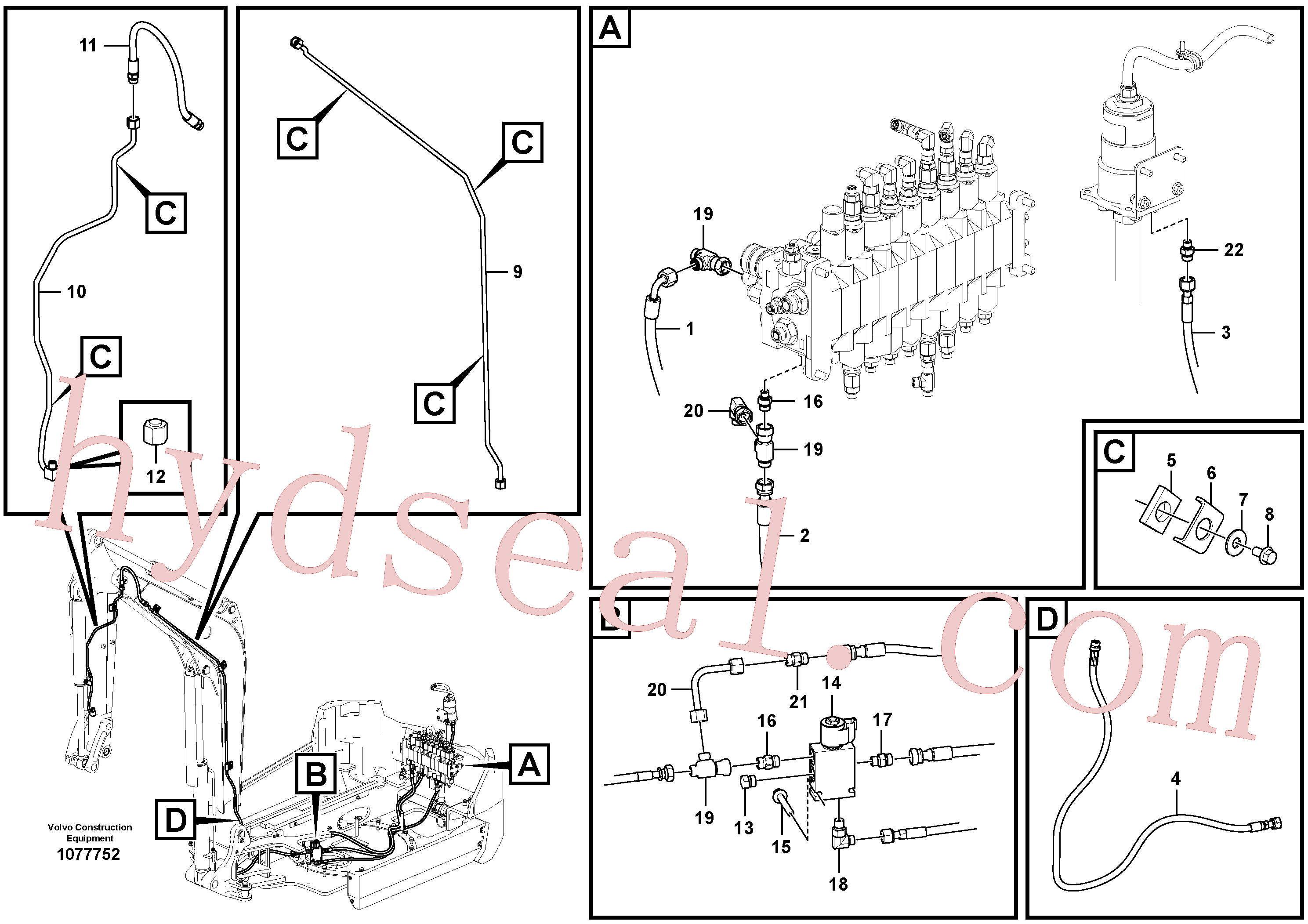 VOE16229915 for Volvo Hydraulic circuit (quick-coupling attachment / single-acting)(1077752 assembly)