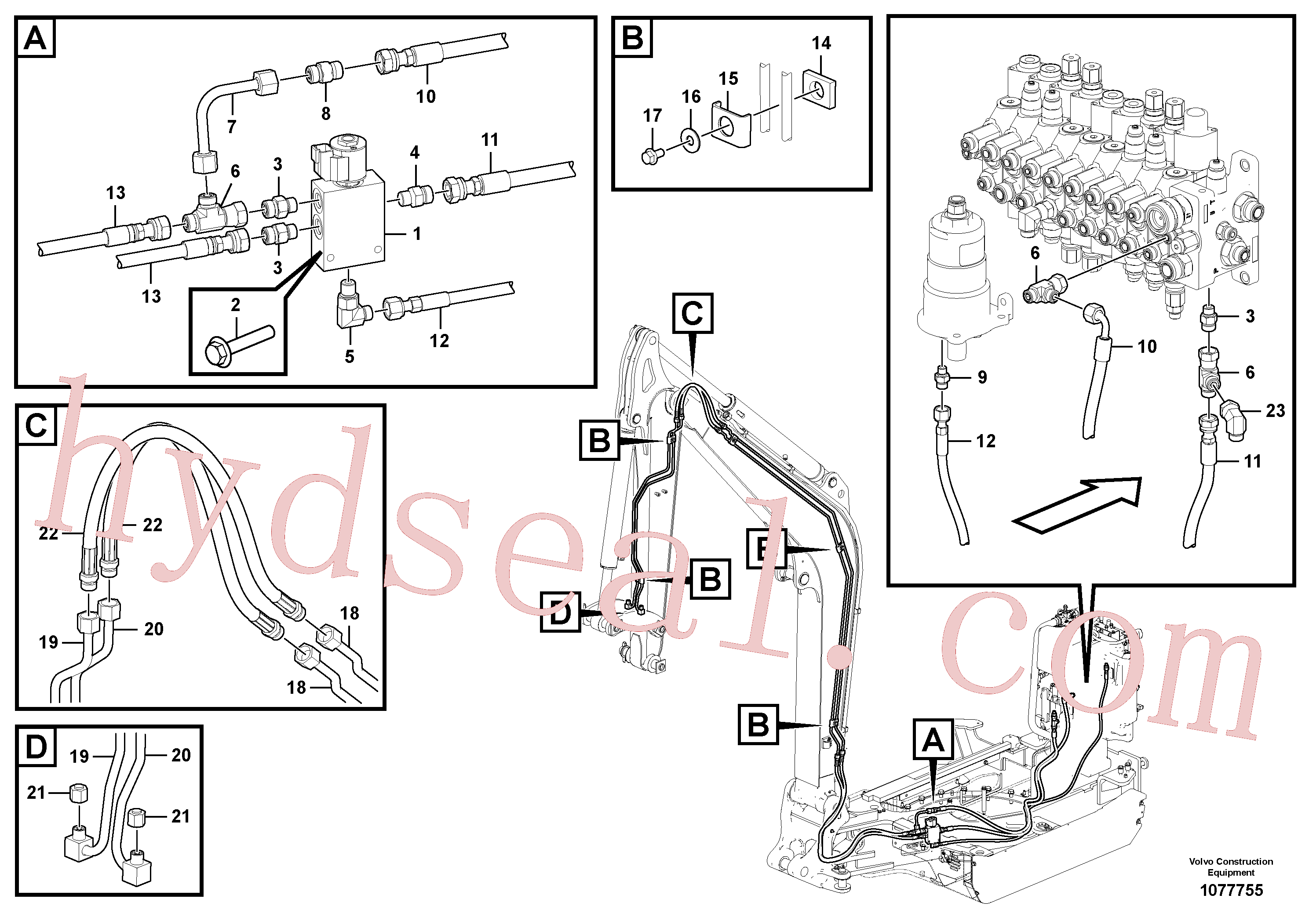 VOE16229915 for Volvo Hyd. circuit (quickfit/double-acting)(1077755 assembly)