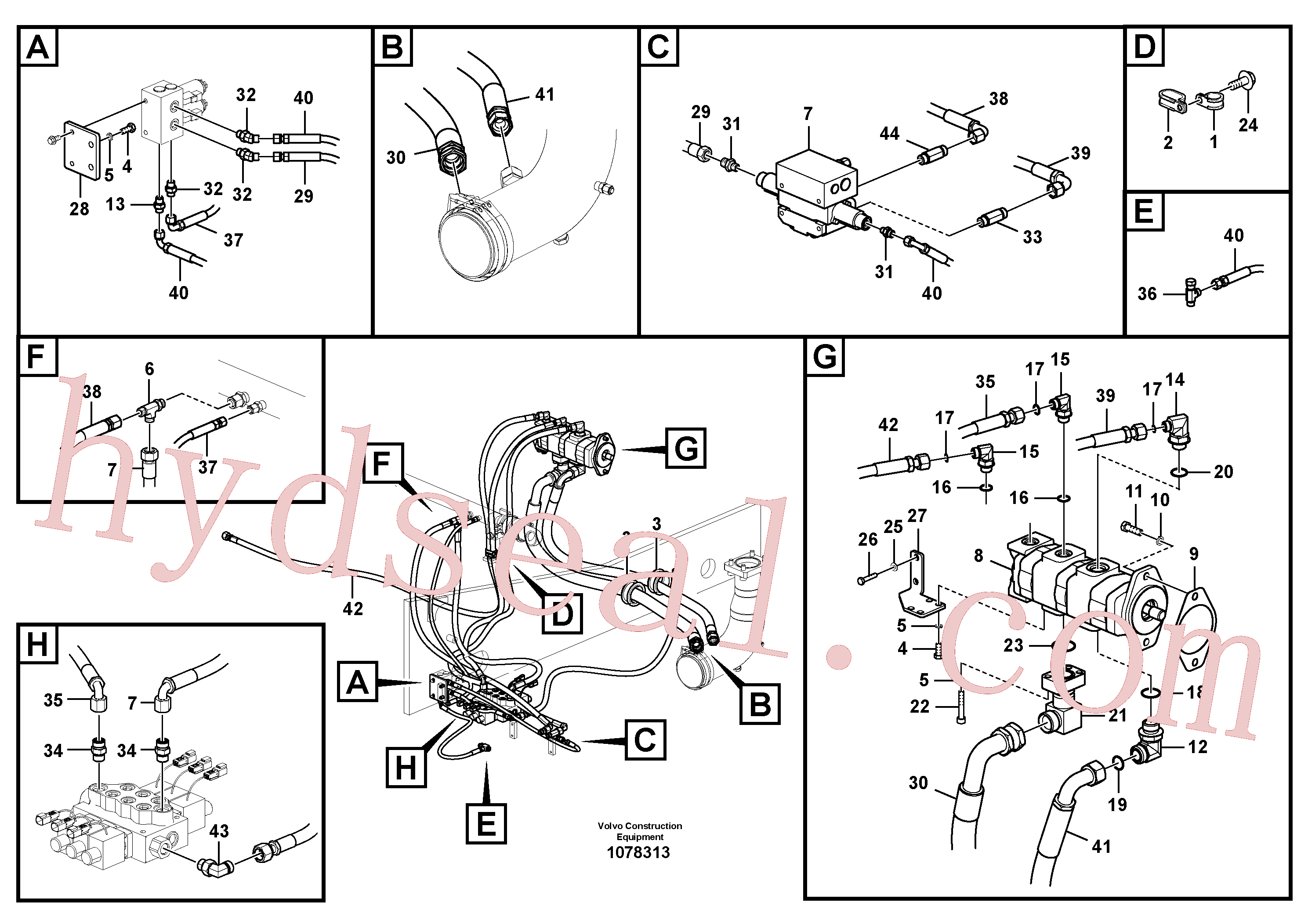 VOE15800769 for Volvo Working hydraulic, slope and rotator on upper frame(1078313 assembly)
