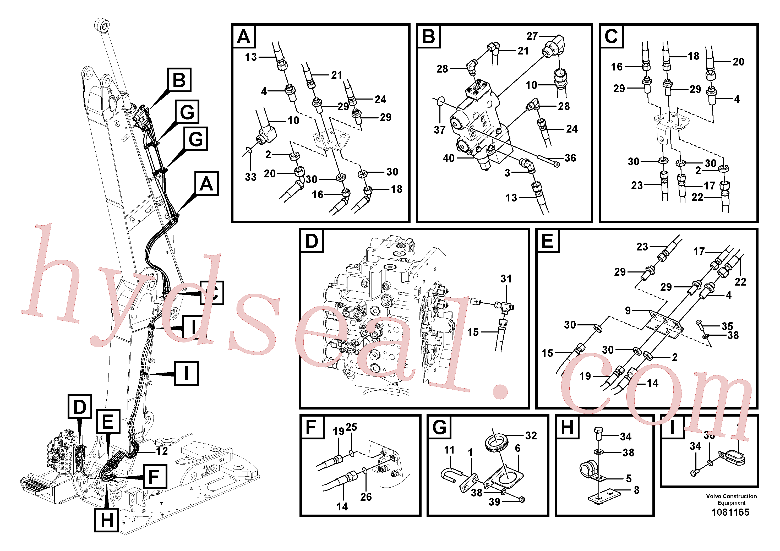 VOE15152347 for Volvo Working hydraulic, dipper arm cylinder on adjustable boom(1081165 assembly)