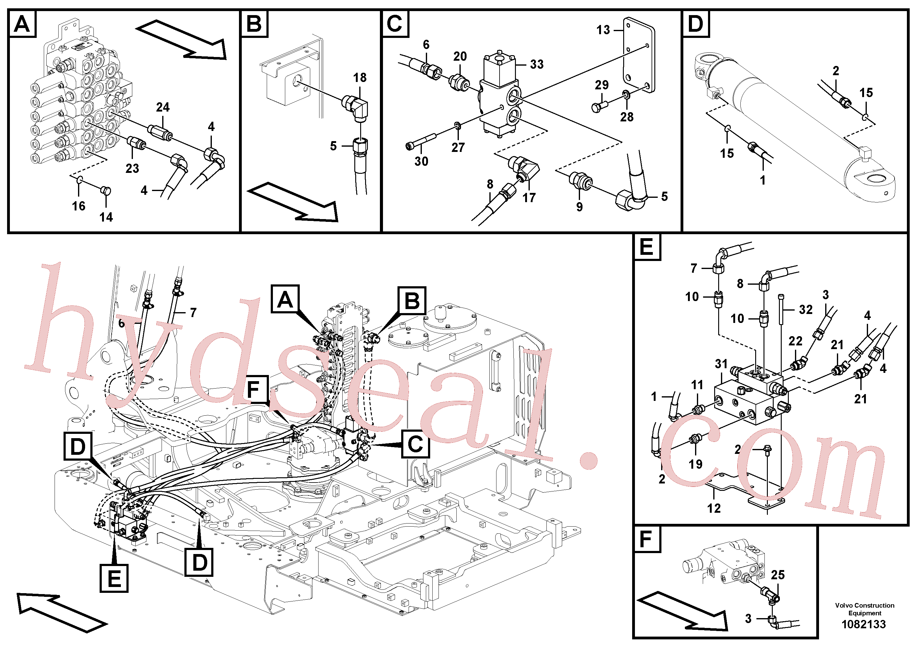 VOE14702143 for Volvo Working hydraulic, hammer and shear for upper(1082133 assembly)