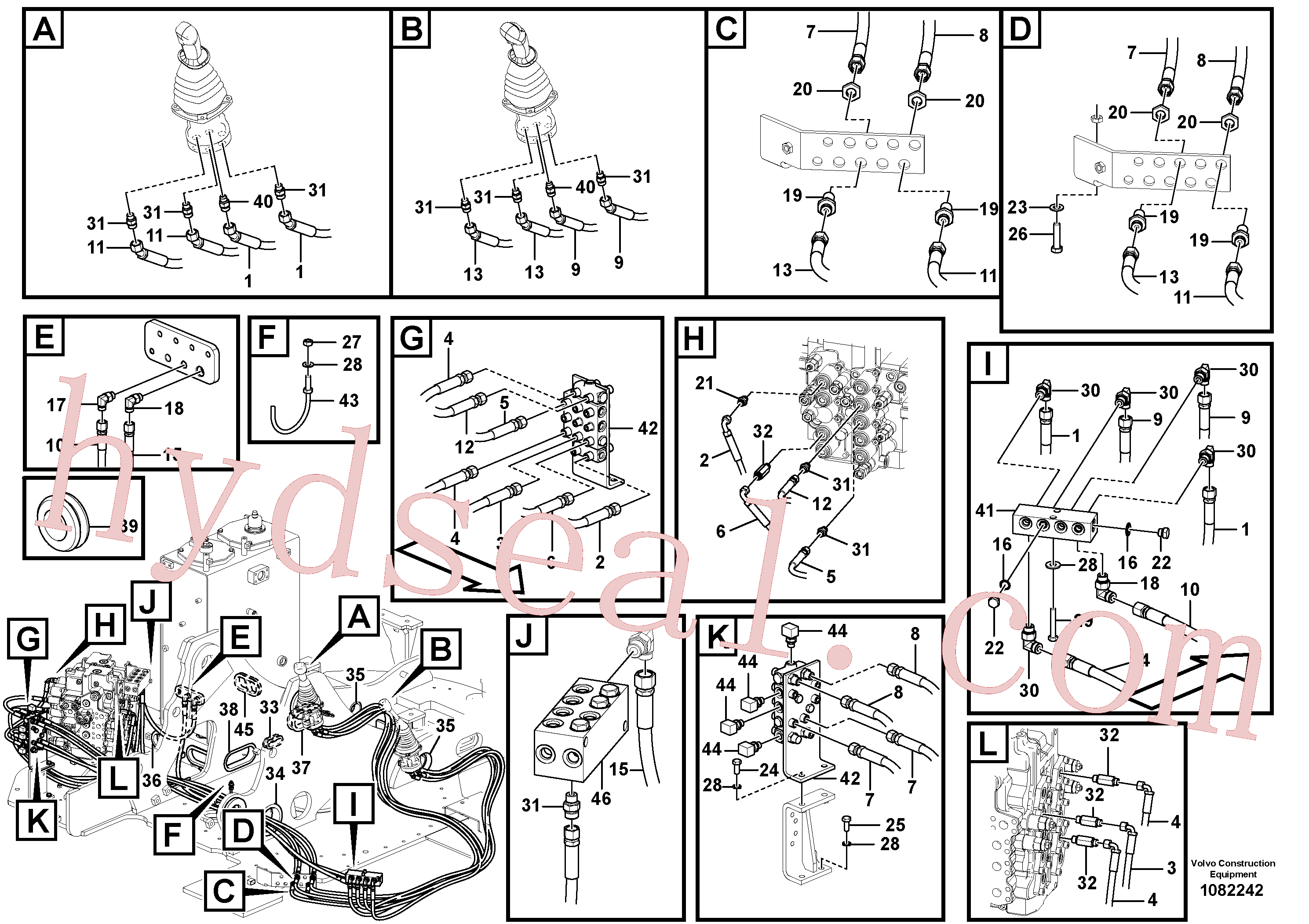 VOE14537410 for Volvo Servo system, control valve to remote control valve(1082242 assembly)