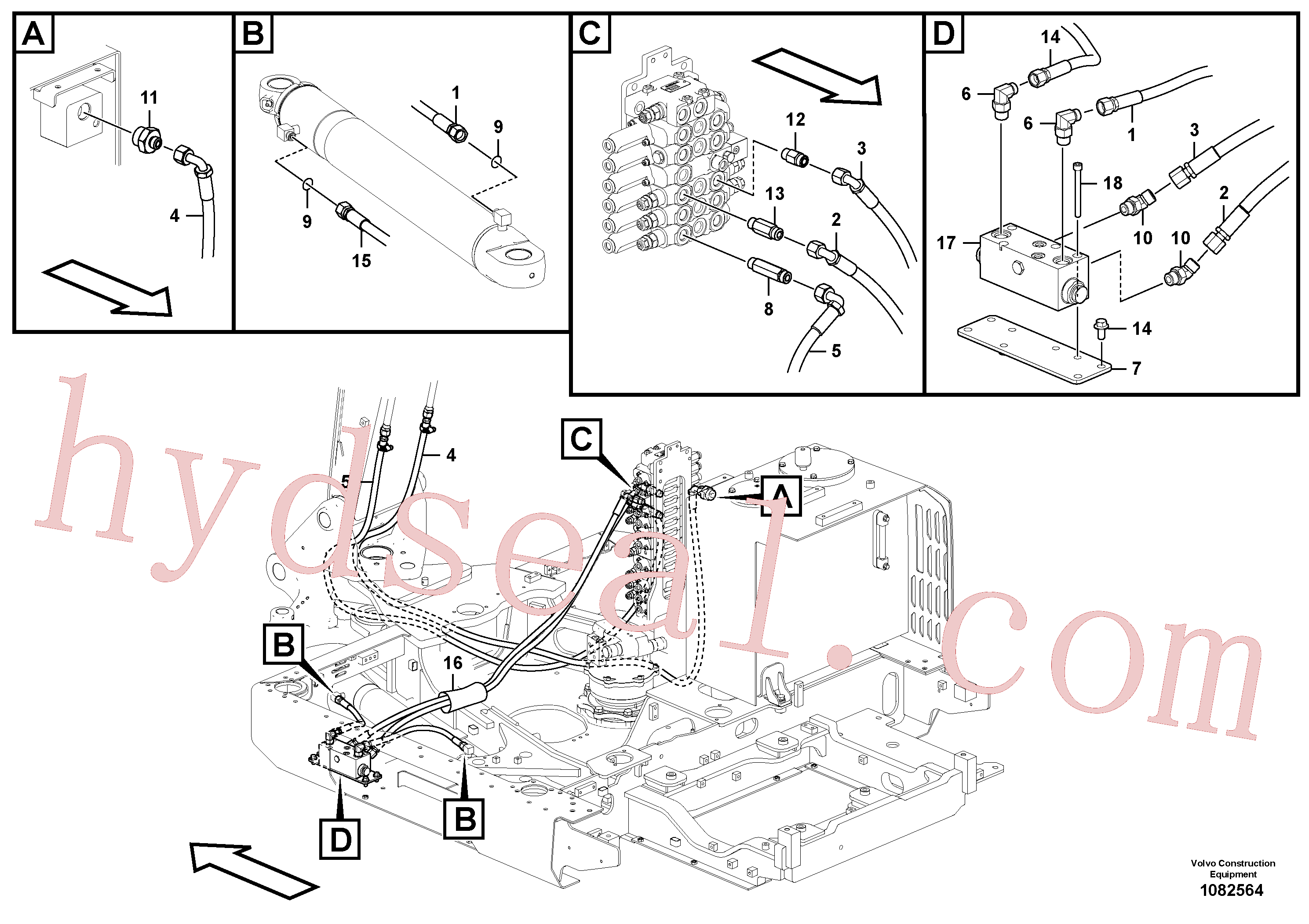 VOE14702143 for Volvo Working hydraulic, hammer and shear for upper(1082564 assembly)