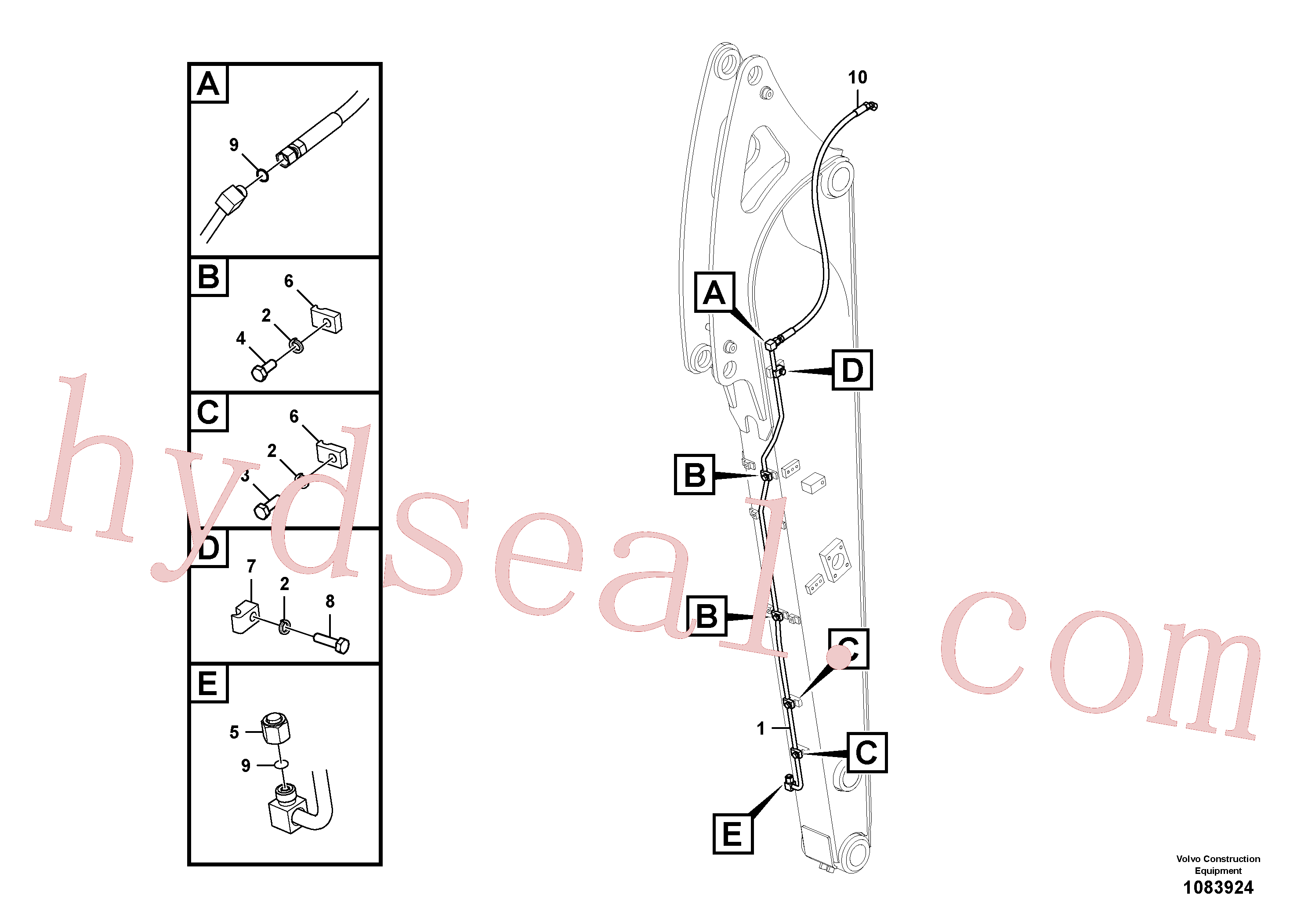 VOE14609564 for Volvo Working hydraulic, quick fit on dipper arm(1083924 assembly)