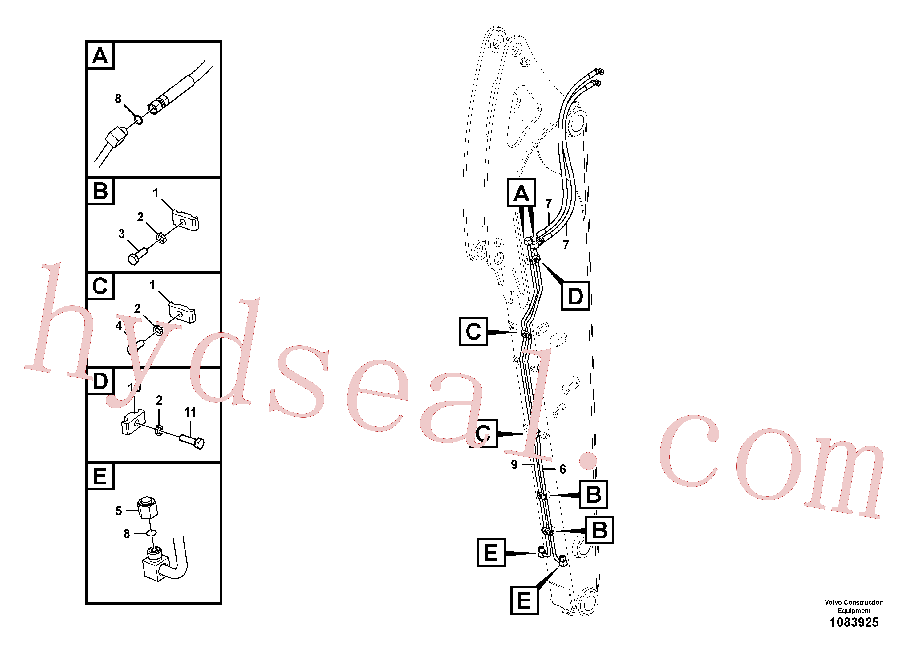 VOE14609564 for Volvo Working hydraulic, quick fit on dipper arm(1083925 assembly)