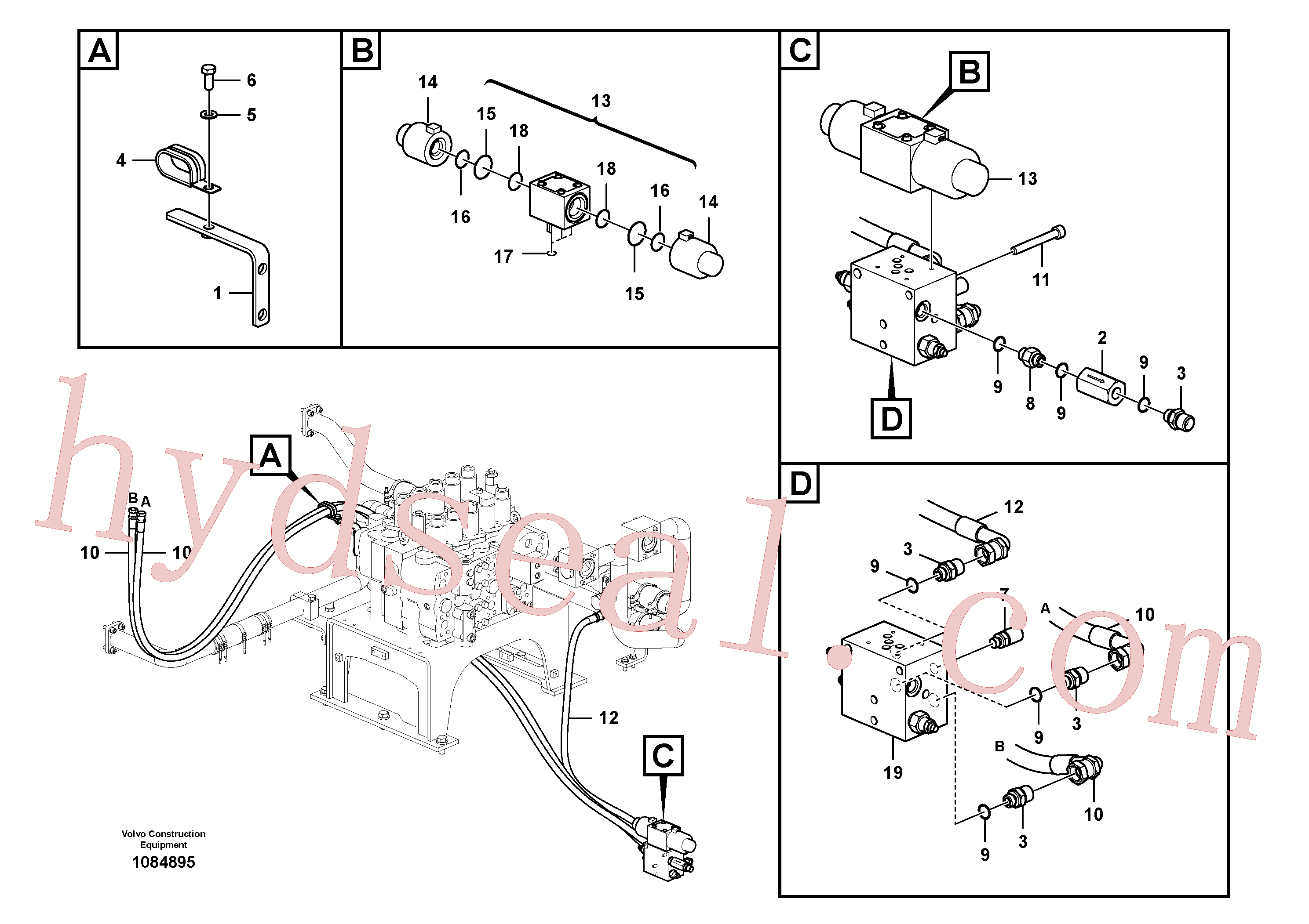 VOE14555280 for Volvo Working hydraulic, slope and rotator on upper frame(1084895 assembly)