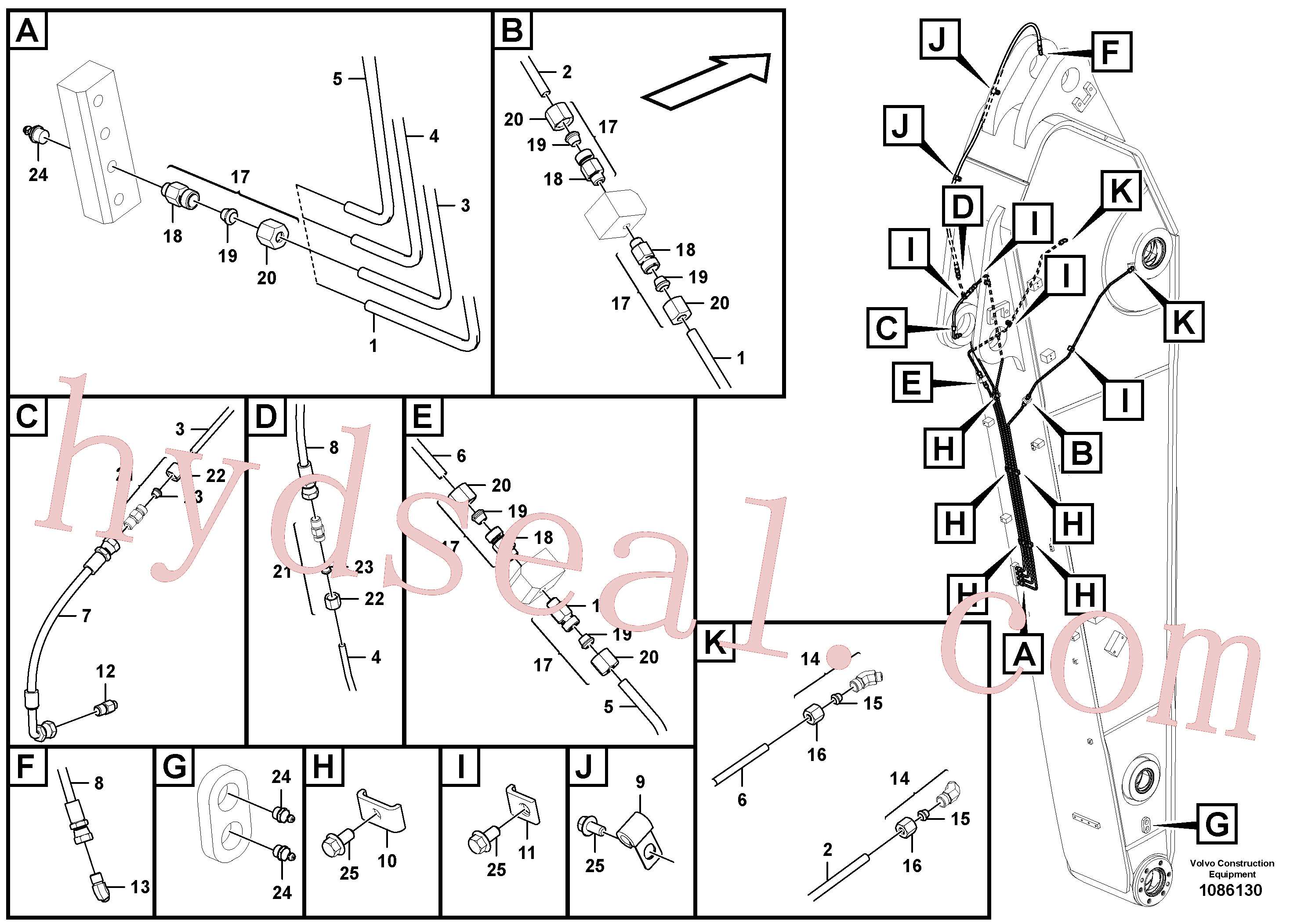 VOE14695192 for Volvo Grease Piping(1086130 assembly)