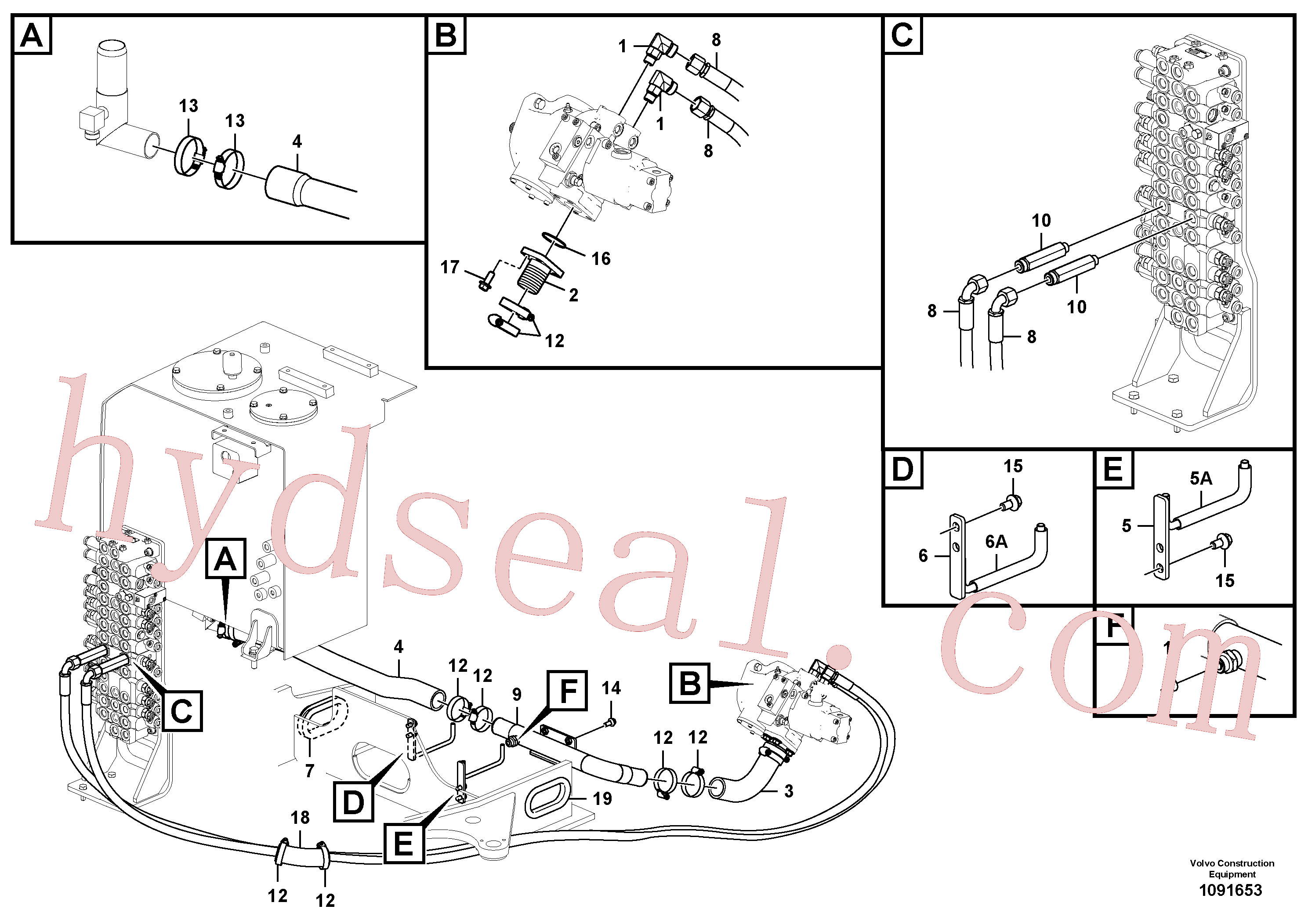 VOE14702143 for Volvo Hydraulic system, hydraulic tank to hydraulic pump(1091653 assembly)