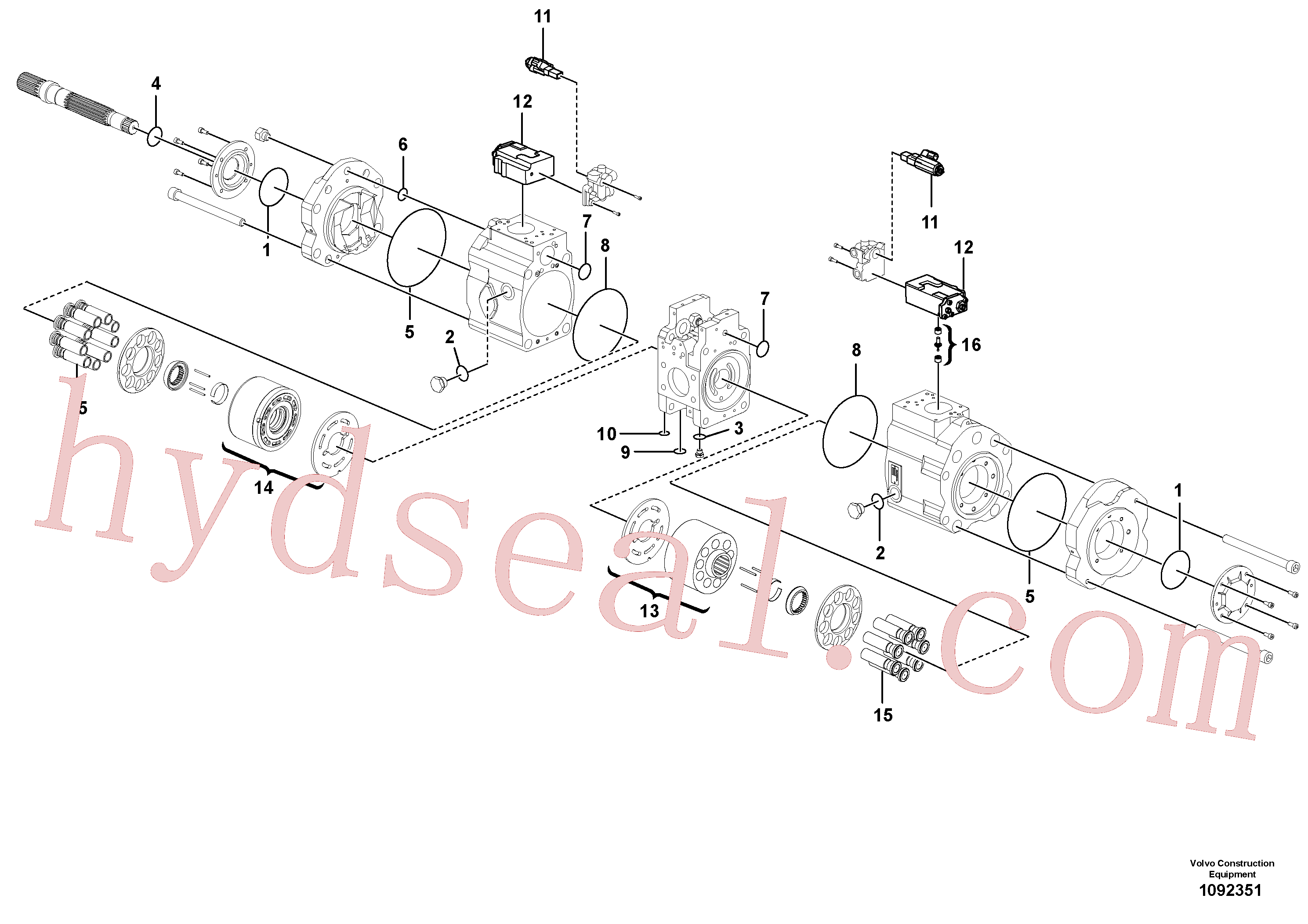VOE14594331 for Volvo Hydraulic pump(1092351 assembly)