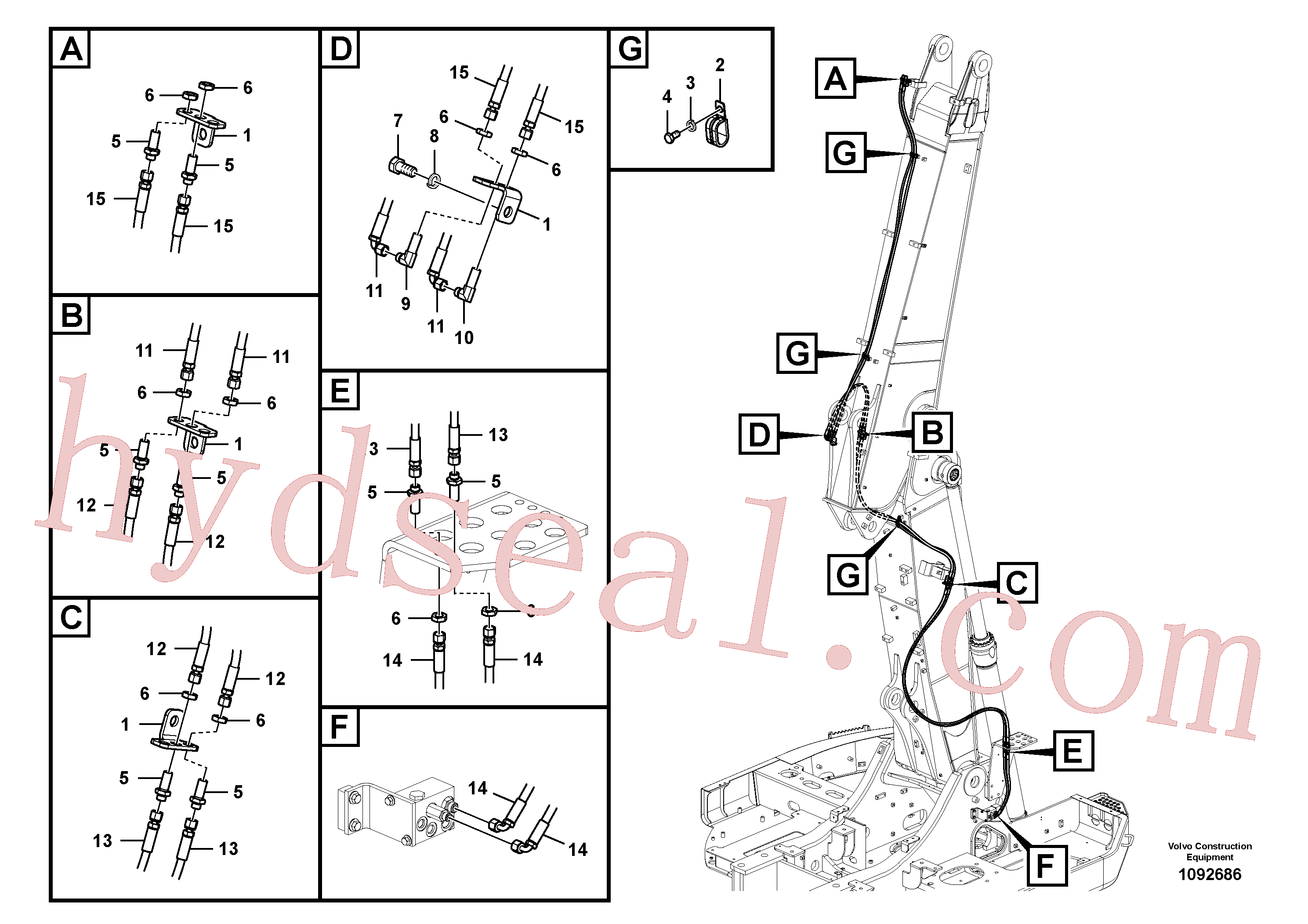 VOE936646 for Volvo Working hydraulic, quick fit on adjustable boom(1092686 assembly)